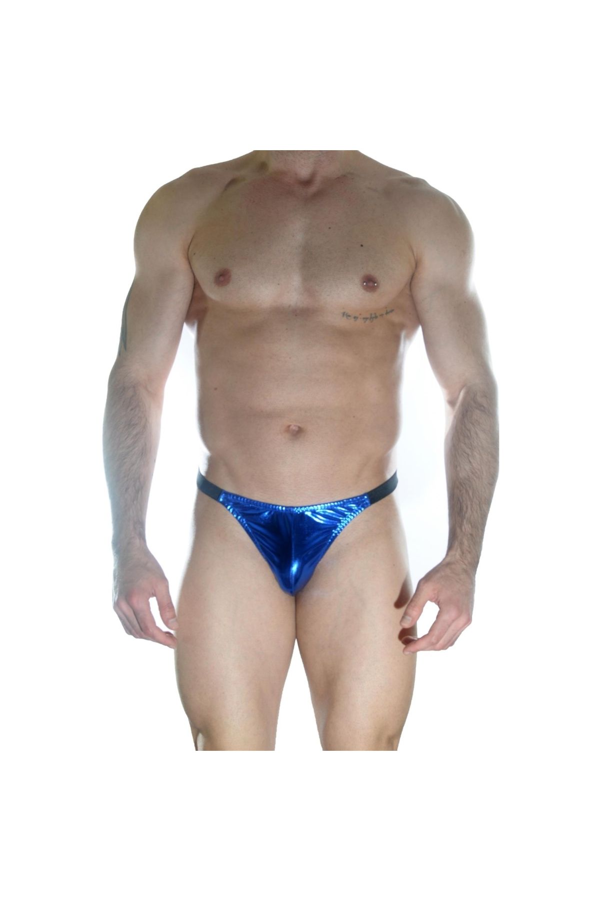 Narnuga Arkası Büzgülü Mavi Lame Brazillian Slip