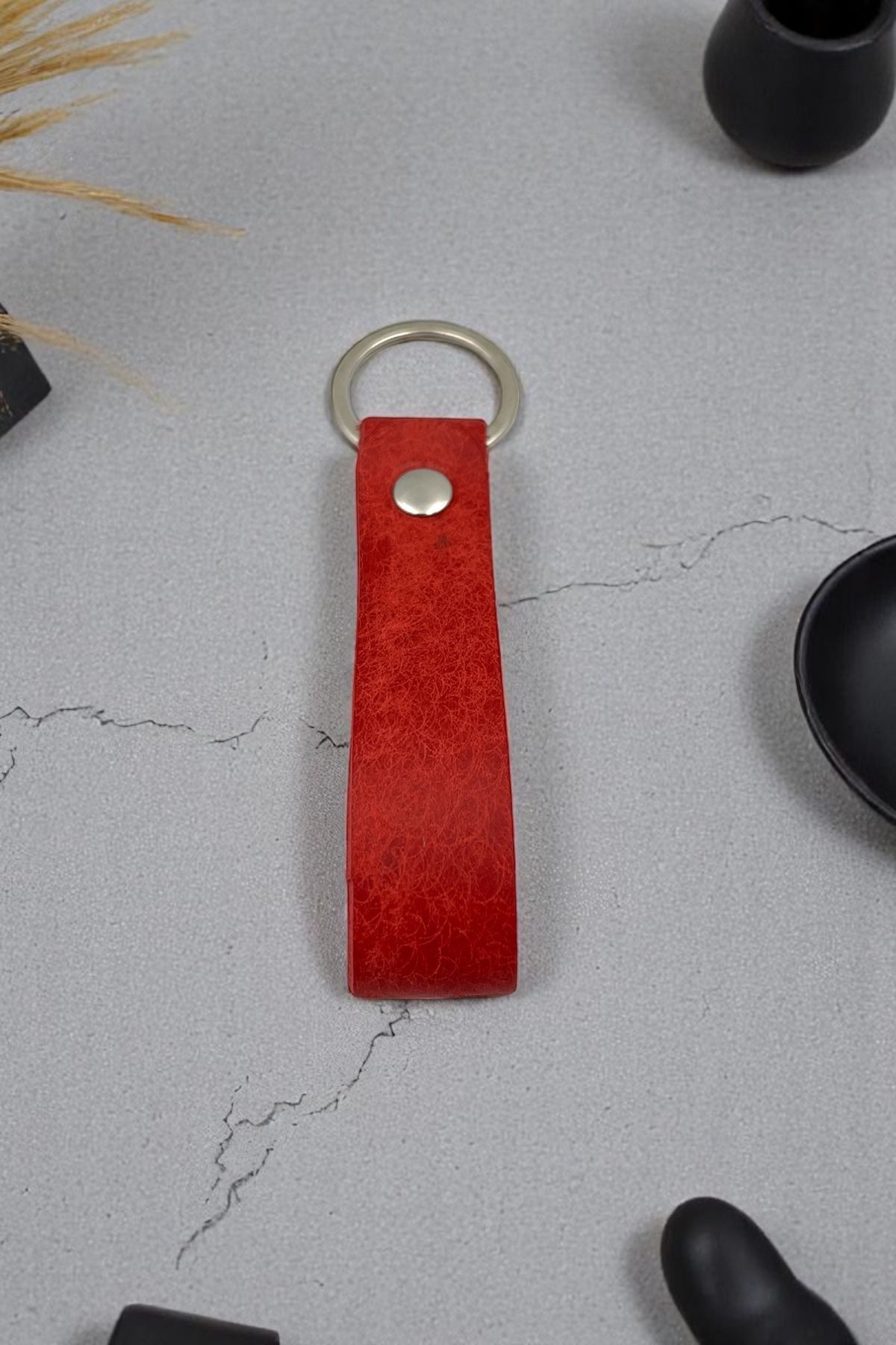 pepuza Hakiki Deri Artisan Series Anahtarlık Kırmızı - Özelleştirilebilir