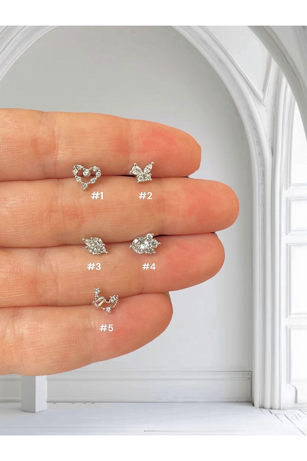 My Bellas Jewels Cerrahi Çelik Tragus Piercing, Helix, Flat, Conch, Lobe (1 Adet Seçenekli)