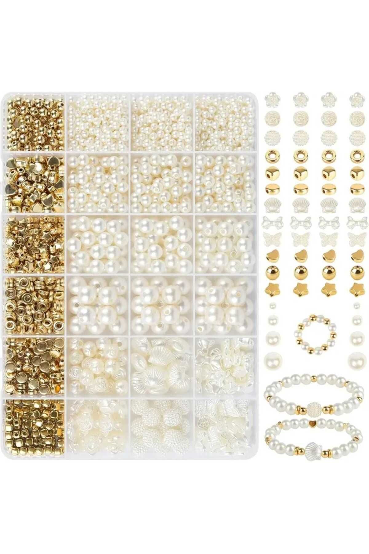 yiğit aksesuar Dev Şekilli İnci Boncuk ve Gold Ara aparat boncuk bileklik kolye takı yapım malzemeleri 42