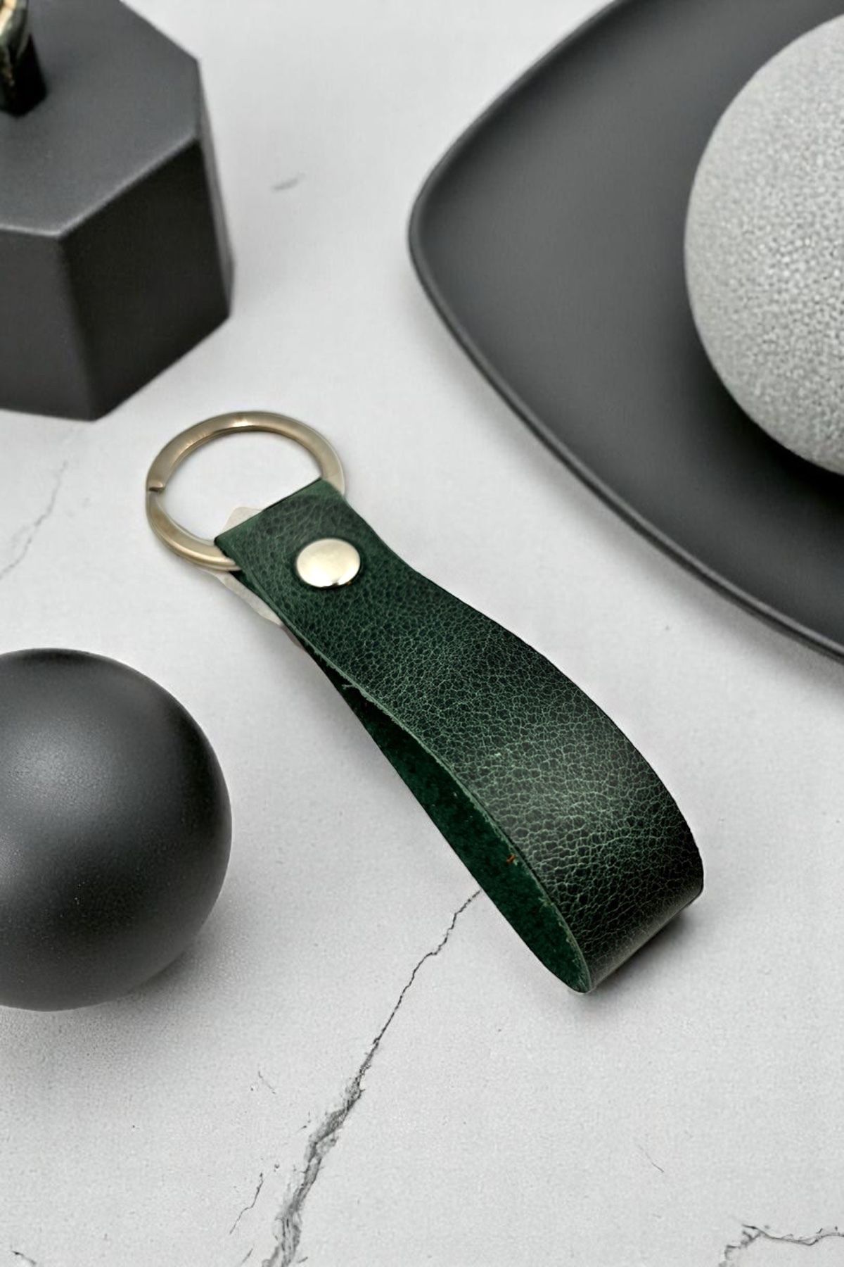 pepuza Hakiki Deri Artisan Series Anahtarlık Yeşil - Özelleştirilebilir