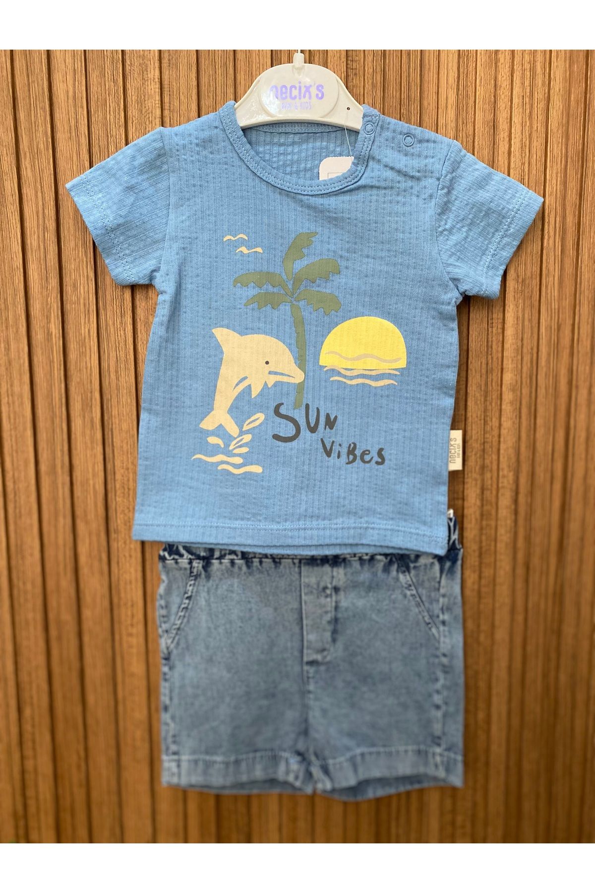 Baby YUNUS DESENLİ KOT ŞORT TİŞÖRT BEBEK TAKIMI, BAYRAMLIK BEBEK TAKIMI, DOĞUM GÜNÜ BEBEK TAKIMI