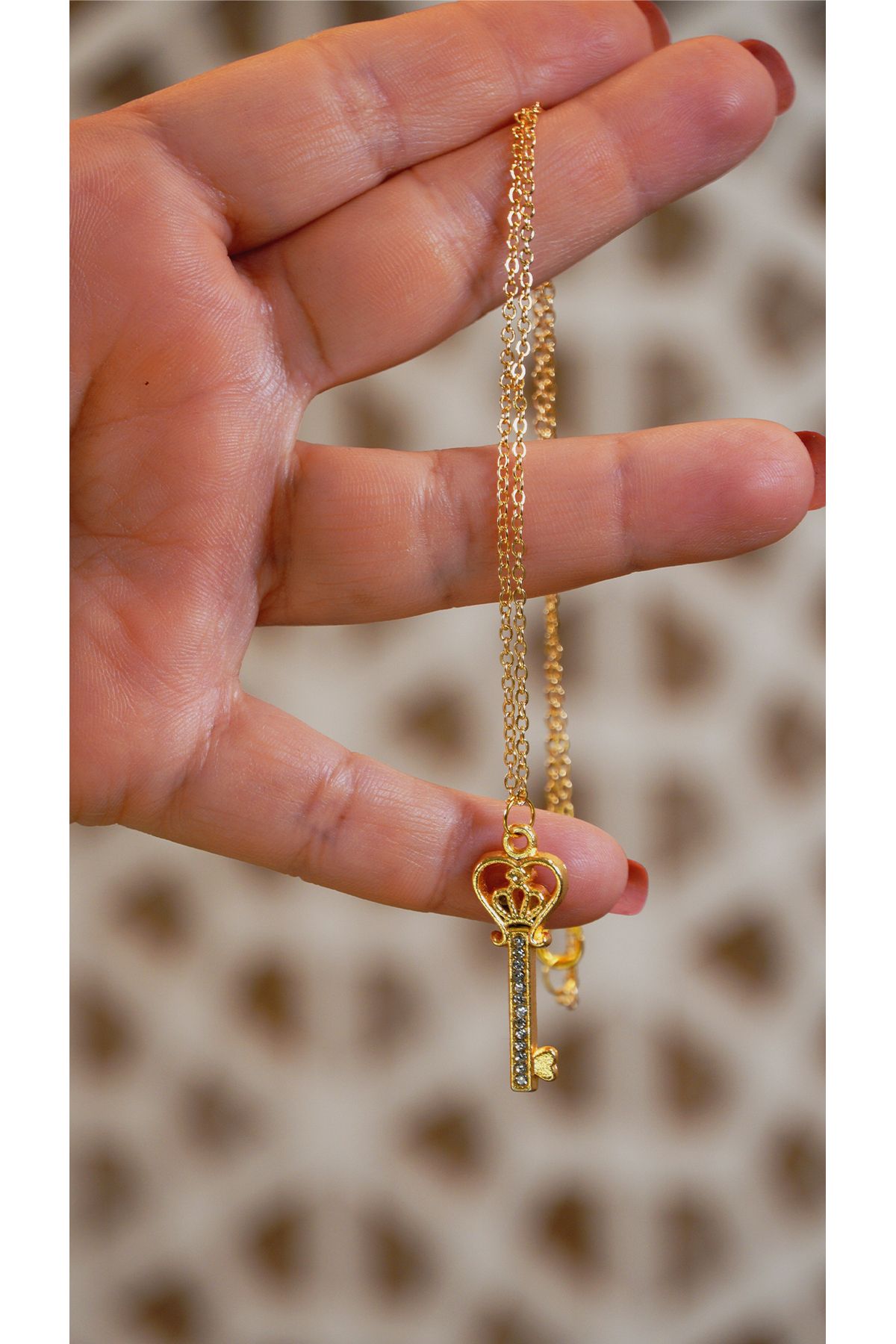 Jewerly Bakbutik Kadin Anahtar çelik Kolyesi
