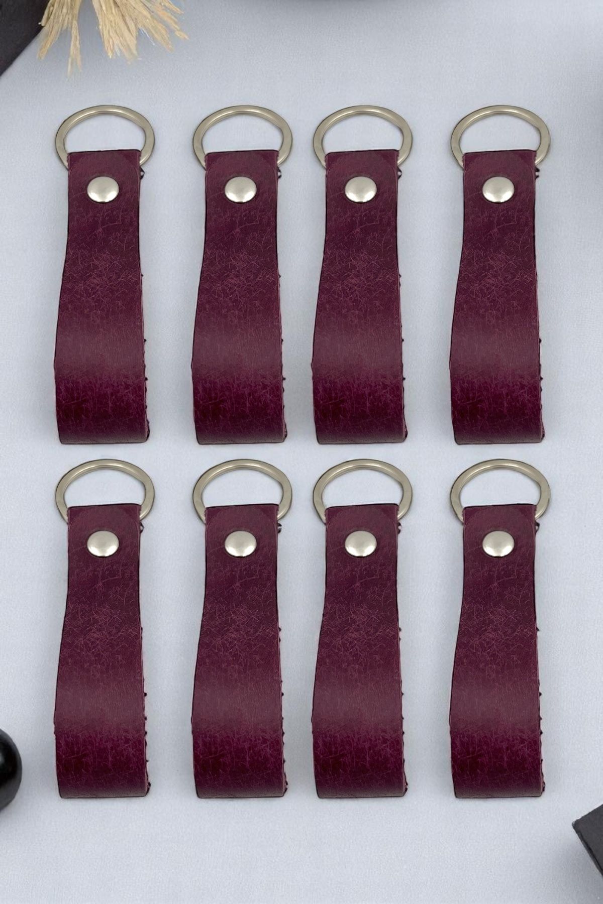 pepuza 8'li Hakiki Deri Artisan Series Anahtarlık Mor - Özelleştirilebilir