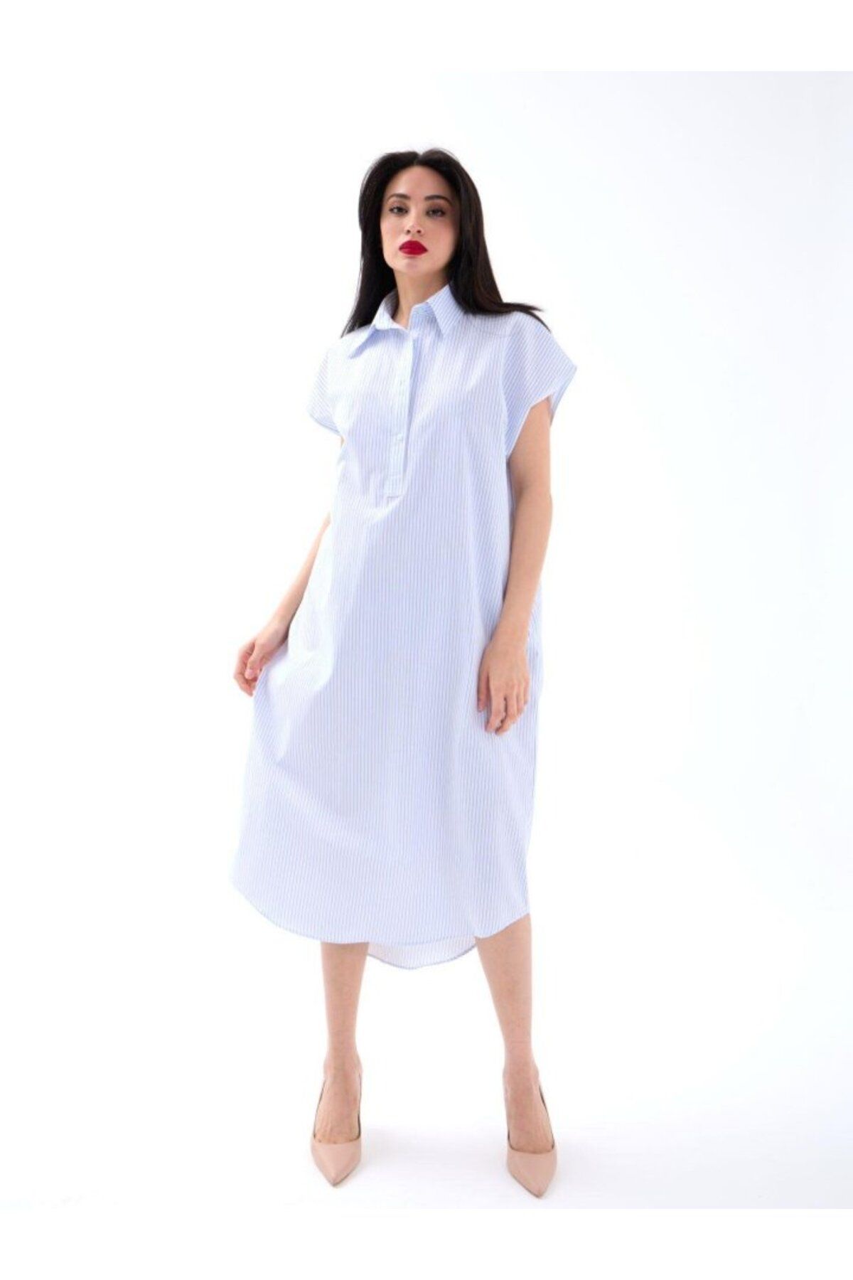 velmorafashion 7450 ELBİSE-MIAMI ÇİZGİLİ