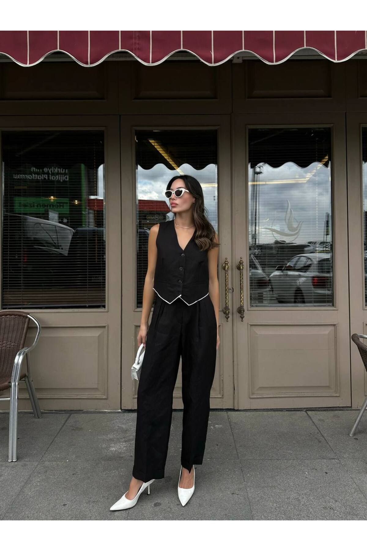 Hotfashion Biye Detaylı Yelek Pantolon Takım