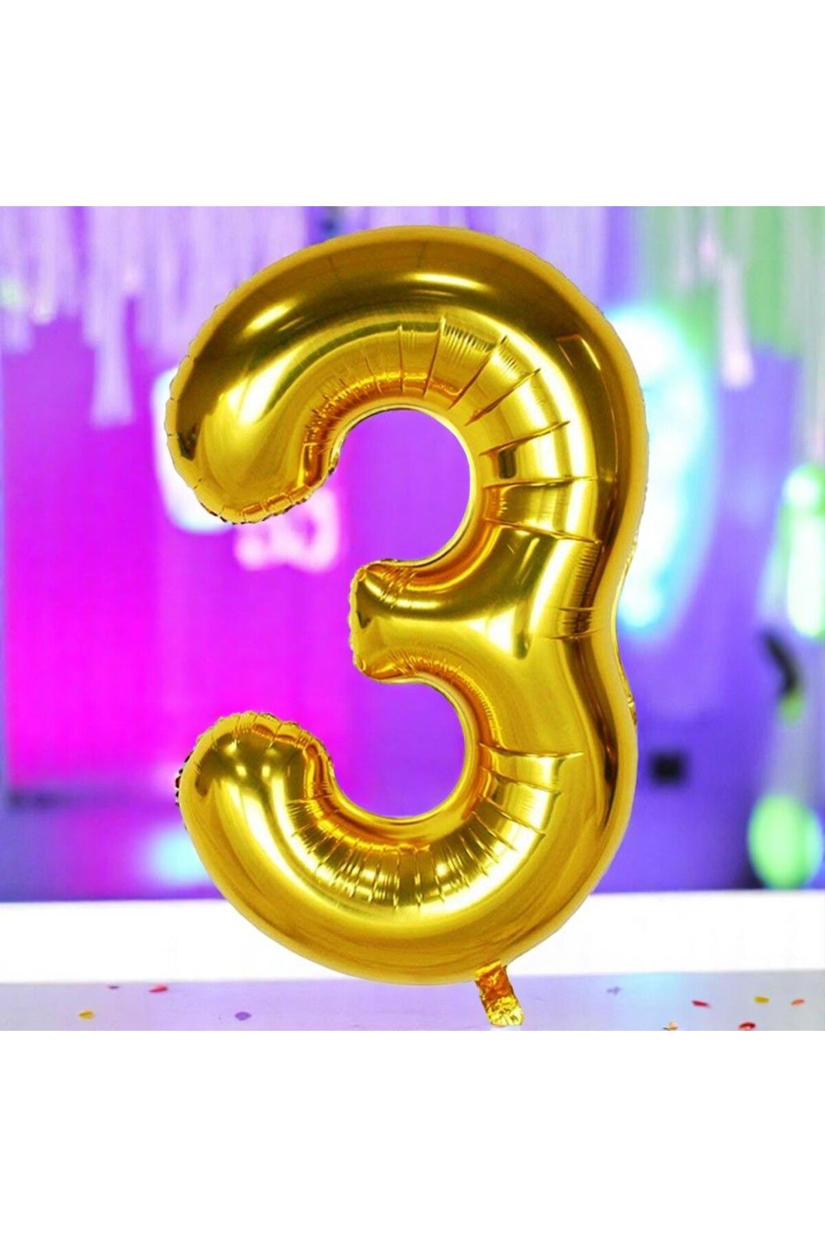 Kuzey GOLD 3 RAKAM FOLYO BALON UÇAN BALONA HELYUM GAZINA UYGUN YÜKSEK KALİTE 1 METRE GOLD 3 RAKAM BALON