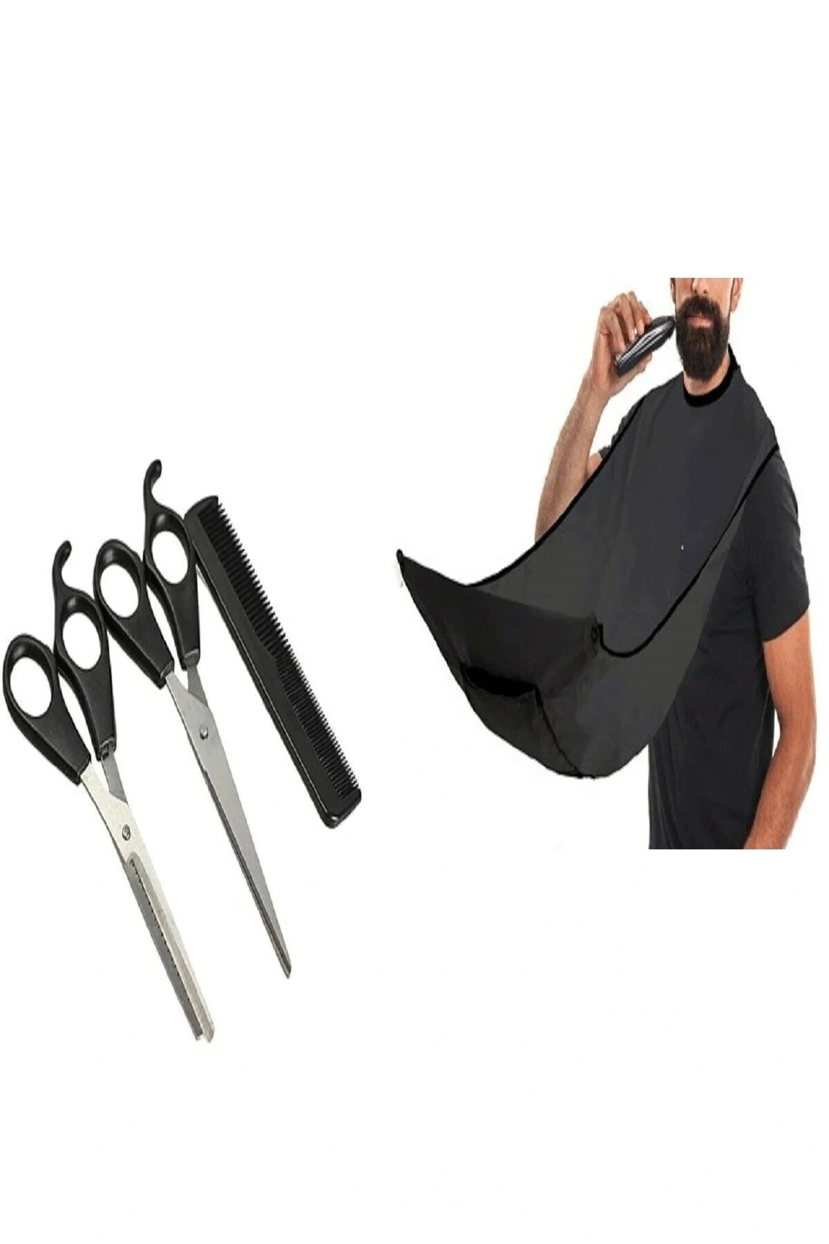 OurStyles Berber Tıraş Seti - Makas Tarak Önlük - 4 Parça Özel Set