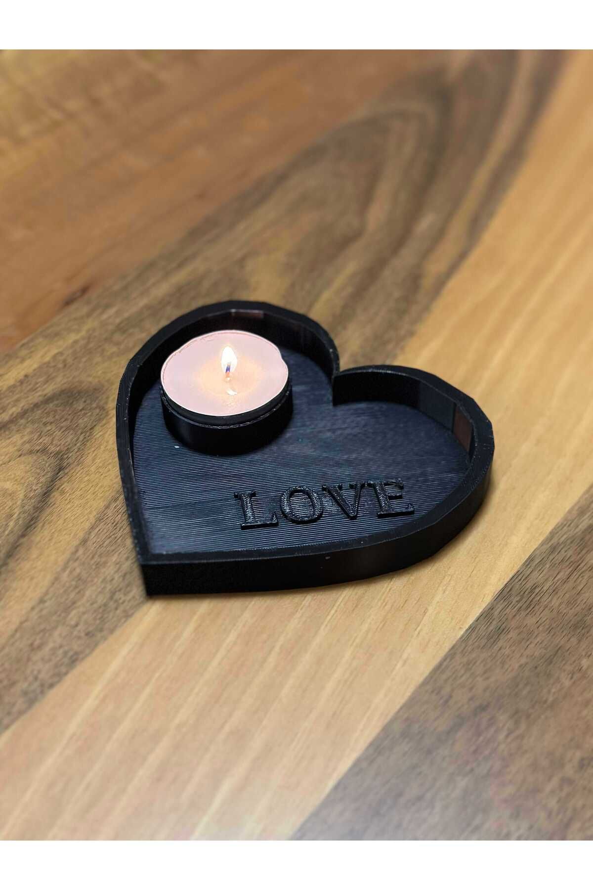 Figürlab LOVE Temalı Kalpli Mumluk (Mum Hediyeli)