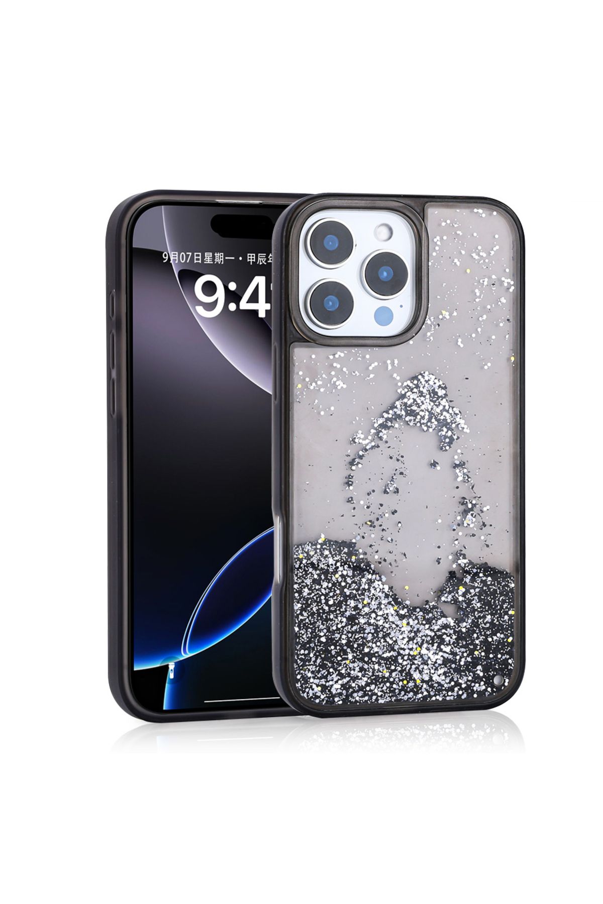 damperglass ShineFlu Serisi Akışkan Simli Kılıf - iPhone 16 Pro Max