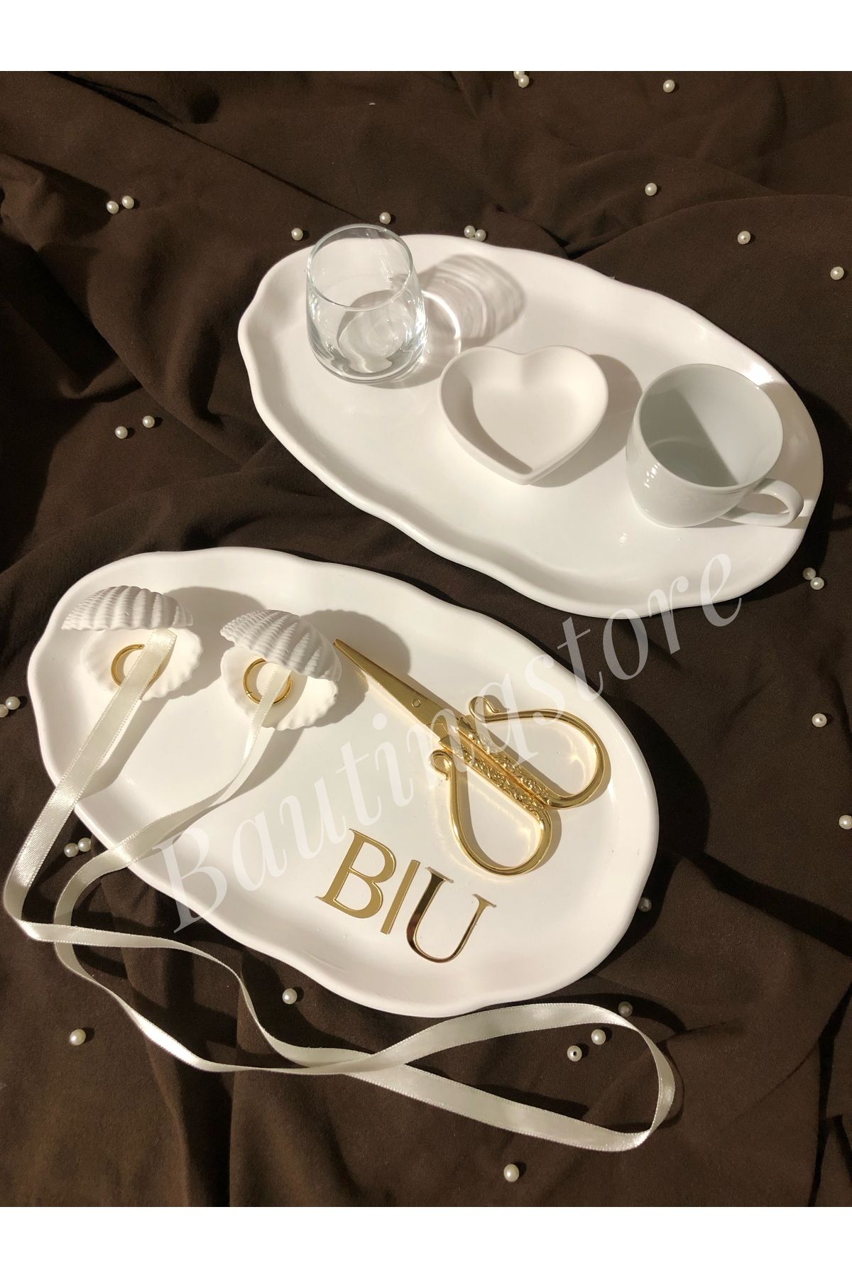 Bautinq Store Herşey dahil harfli kişiye özel el yapımı nişan tepsisi söz tepsisi