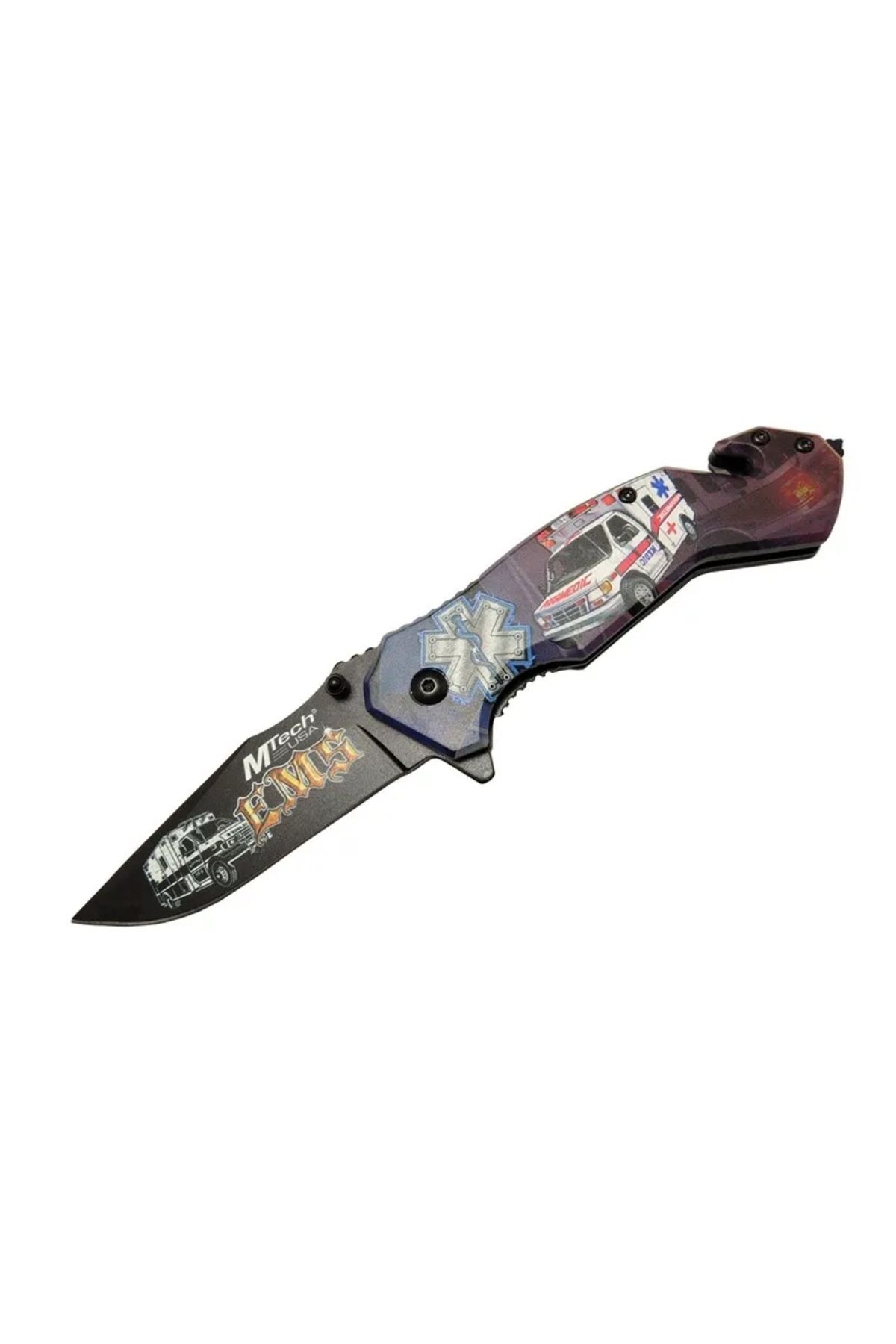 Fixport Mtech 4 23 5 İlkyardım Kurtarma / Kamp Çakı 20cm - Yarı Otomatik, Kemerlikli, Cam Kırma Ve İp Kesme