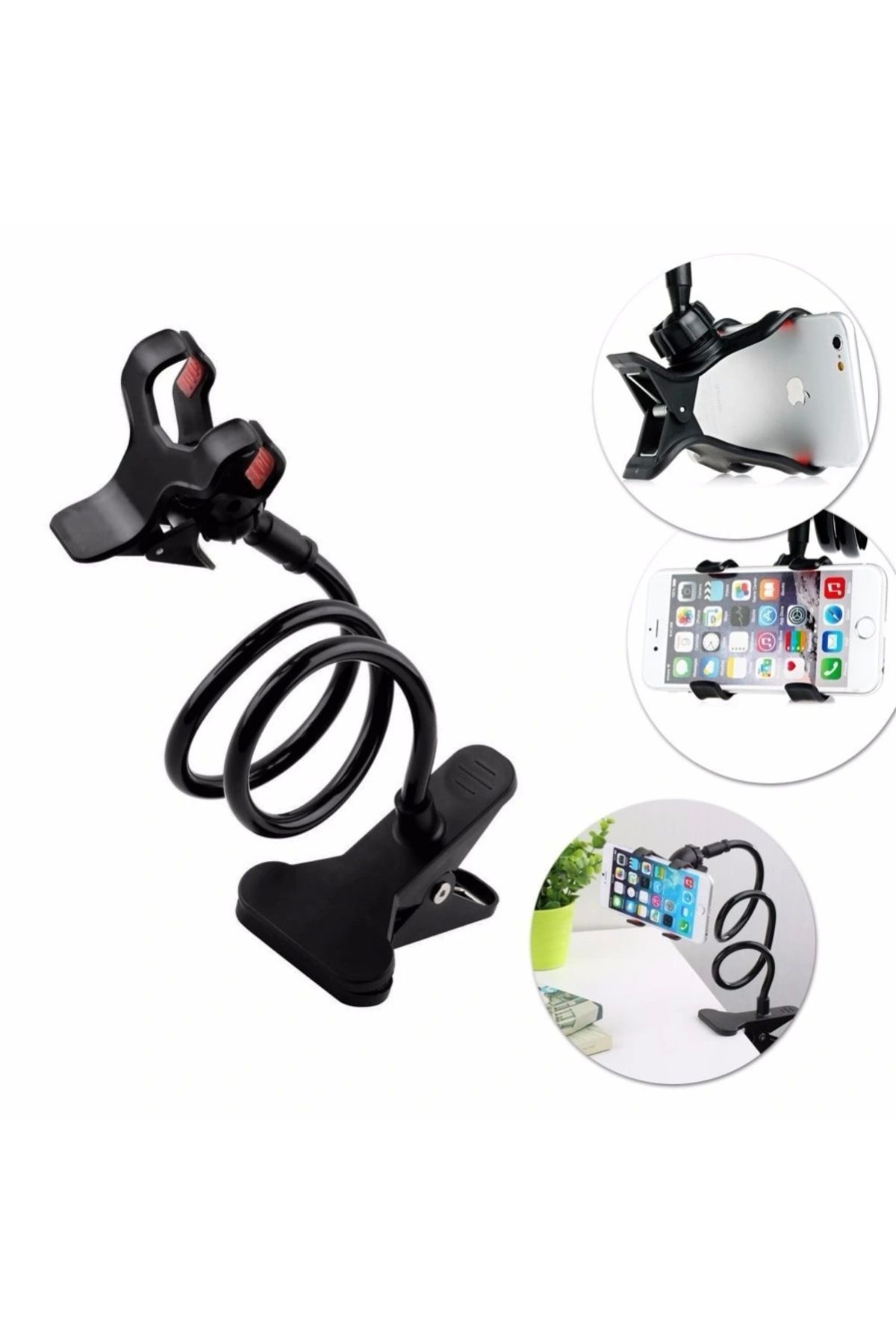 OurStyles Akrobat Telefon Tutucu Spiral Gövdeli Oynar Başlıklı - Siyah