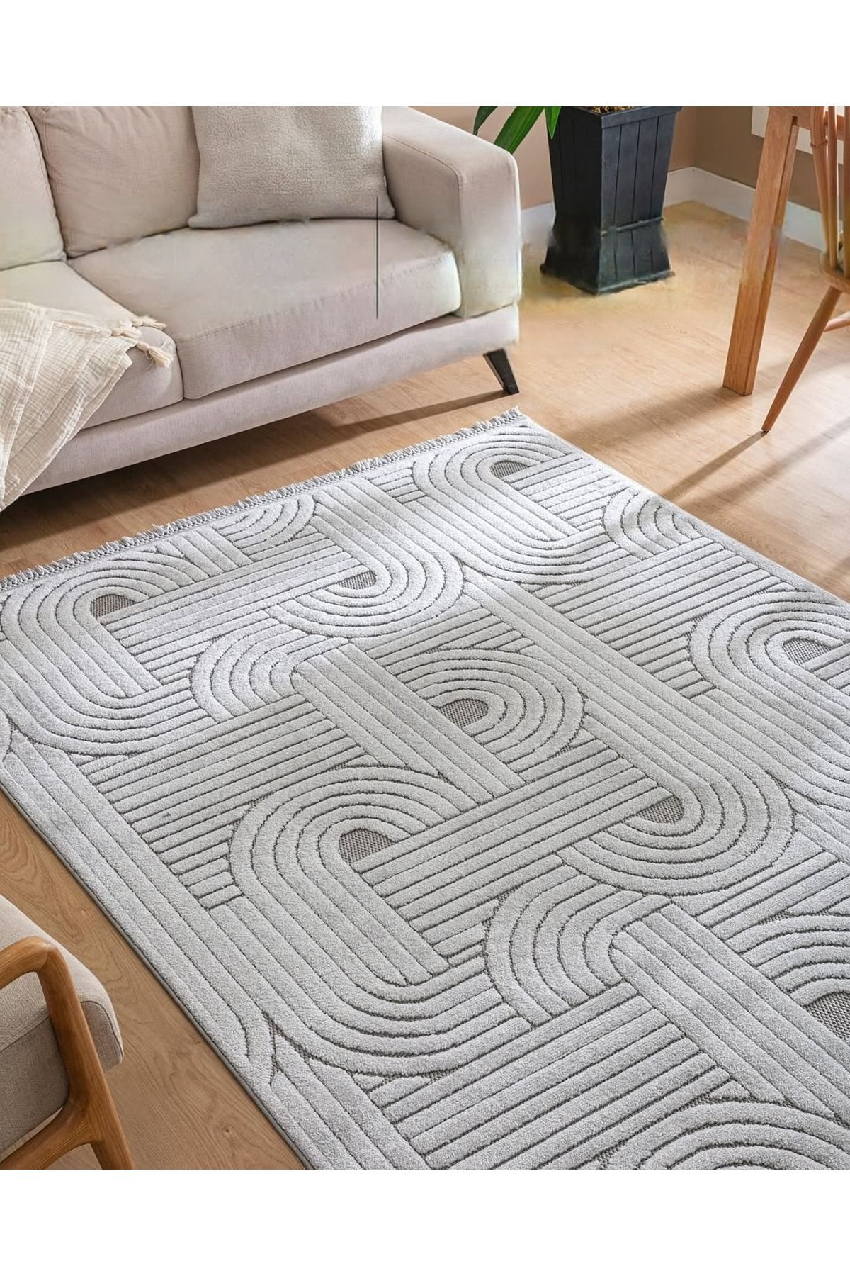 Trend Home Turgut Halı Casablanca Bohem Yumuşak Dokulu Makine Halısı Gri
