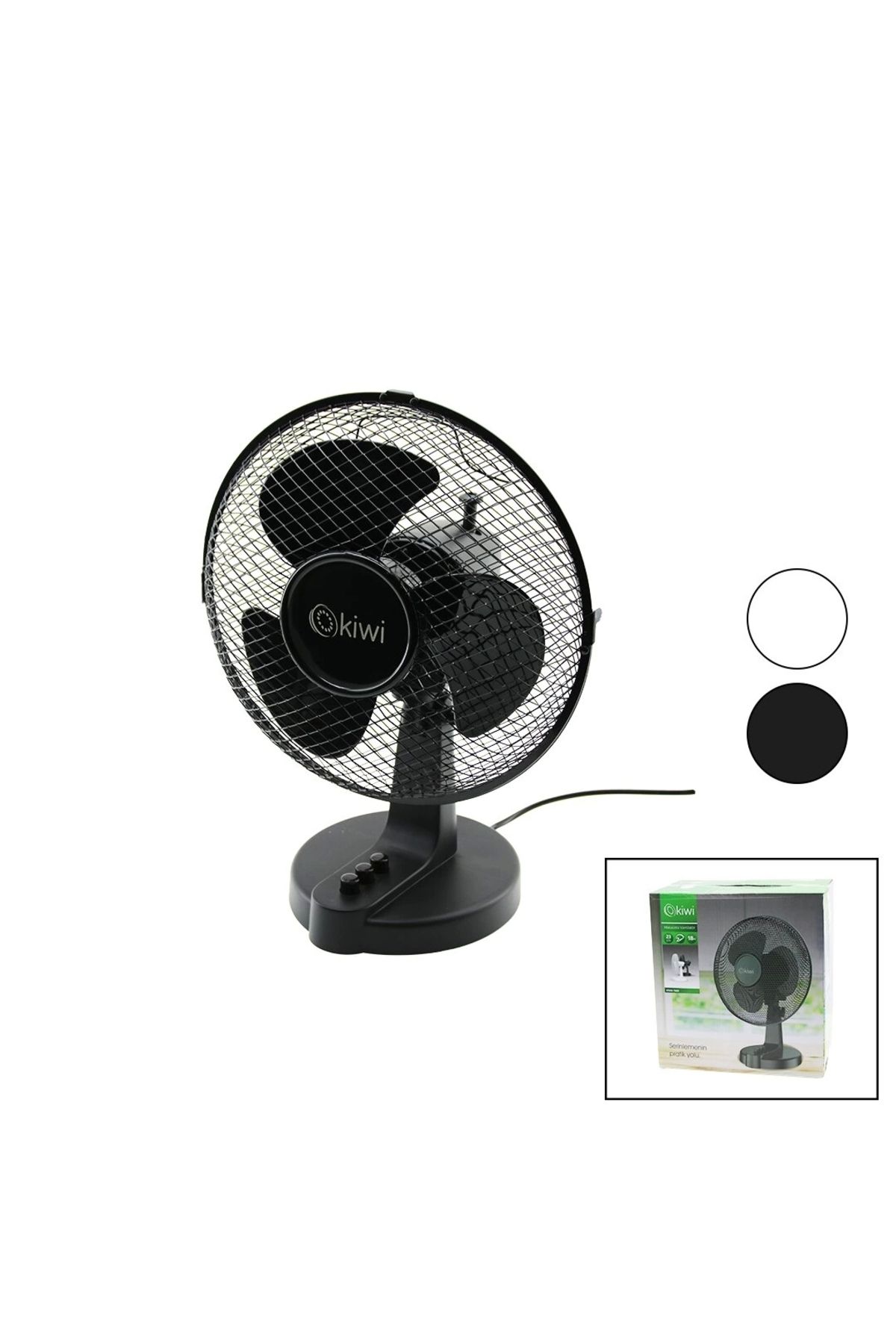 FTT SHOPPING MARKET Kiwi Kfan-7609 23cm Masa Üstü Vantilatör Metal Kafes 2 Kademe Hız 3 Plastik Kanat 18w