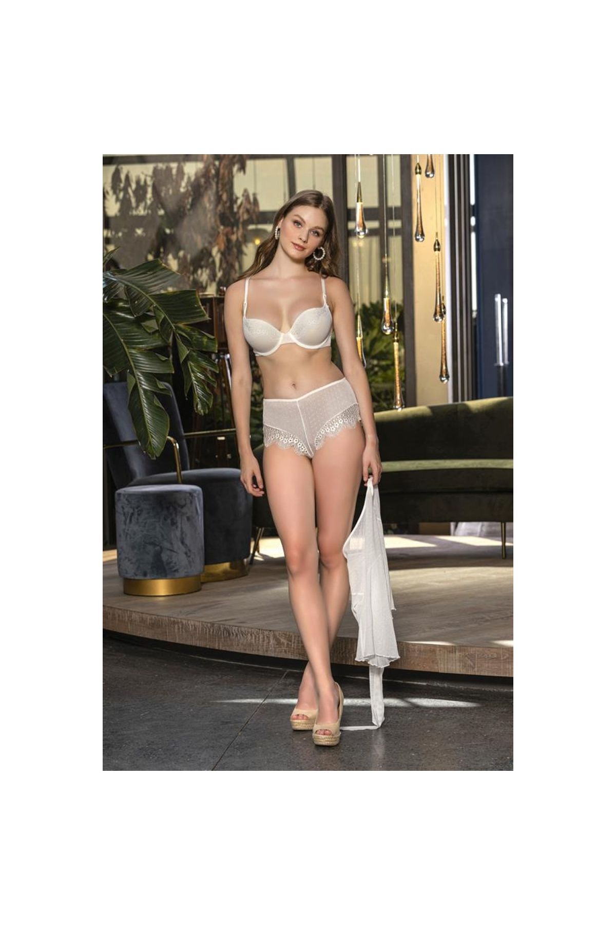 Narnuga Transparan Bolero, Sütyen Ve Boxer Takım Ekru (brf31433)