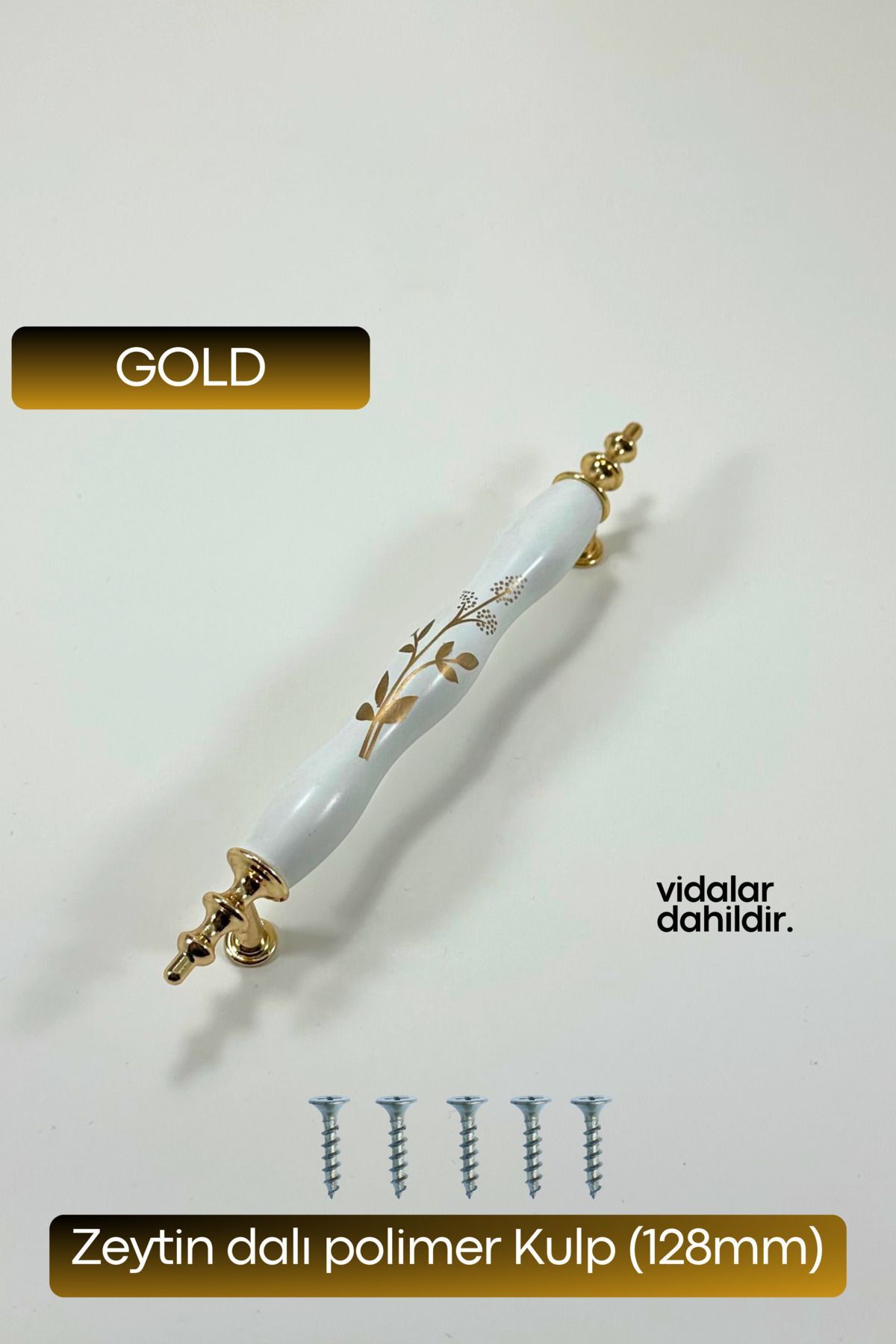onderhomestore Polimer Zeytindalı Kulp Lüks Modern Mobilya Çekmece Vestiyer Mutfak Dolabı Kulpu 128MM