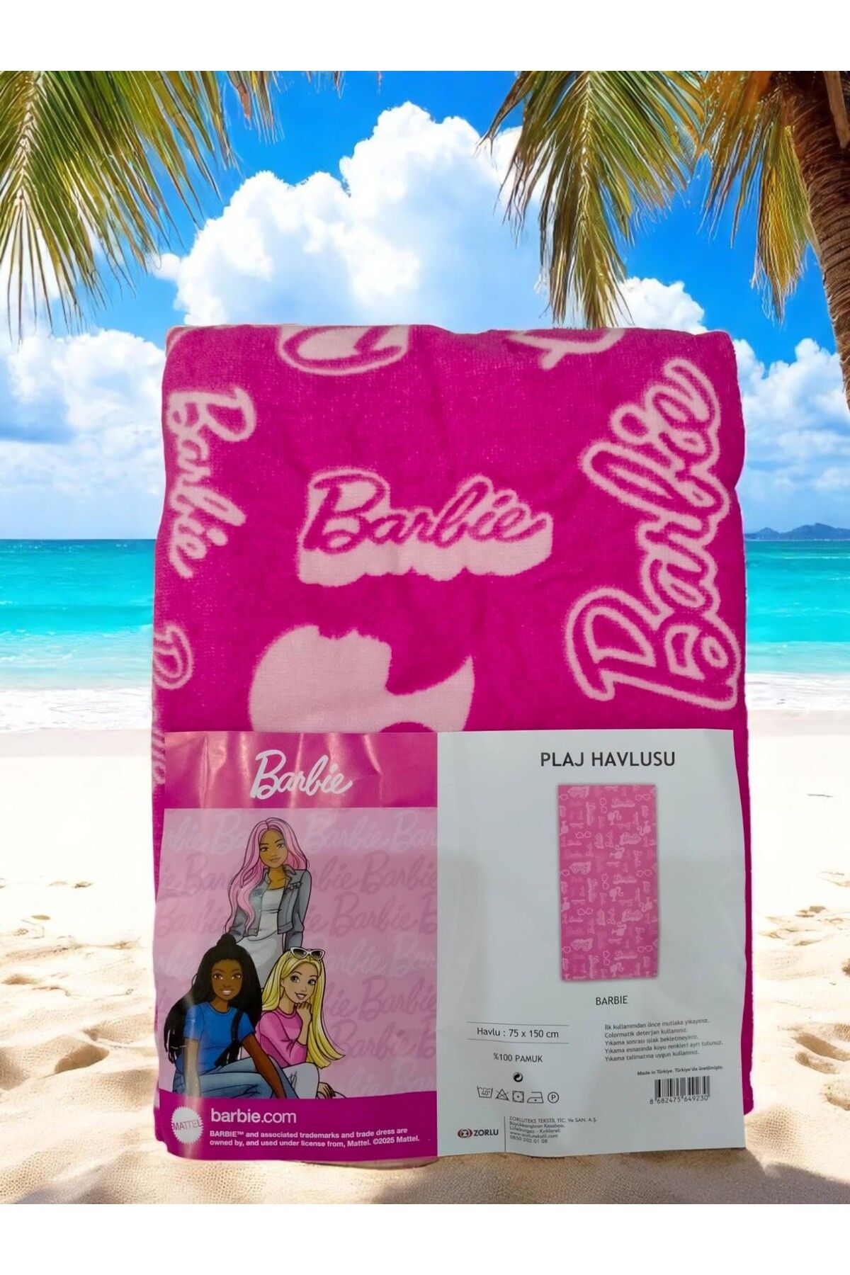 Barbie Lisanslı Unisex %100 Pamuk 75 cm × 150 cm Plaj Havlusu –(Licensed Spin Master)
