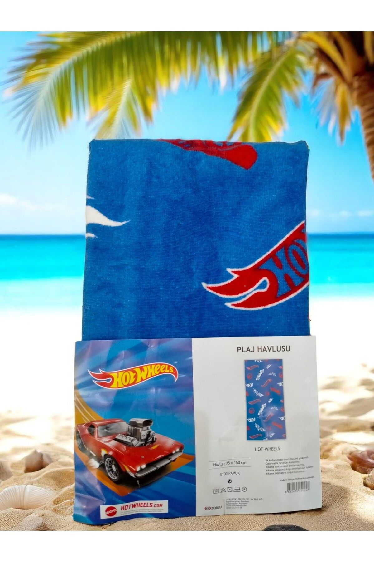 HOT WHEELS Lisanslı Unisex %100 Pamuk 75 cm × 150 cm Plaj Havlusu –(Licensed Spin Master)