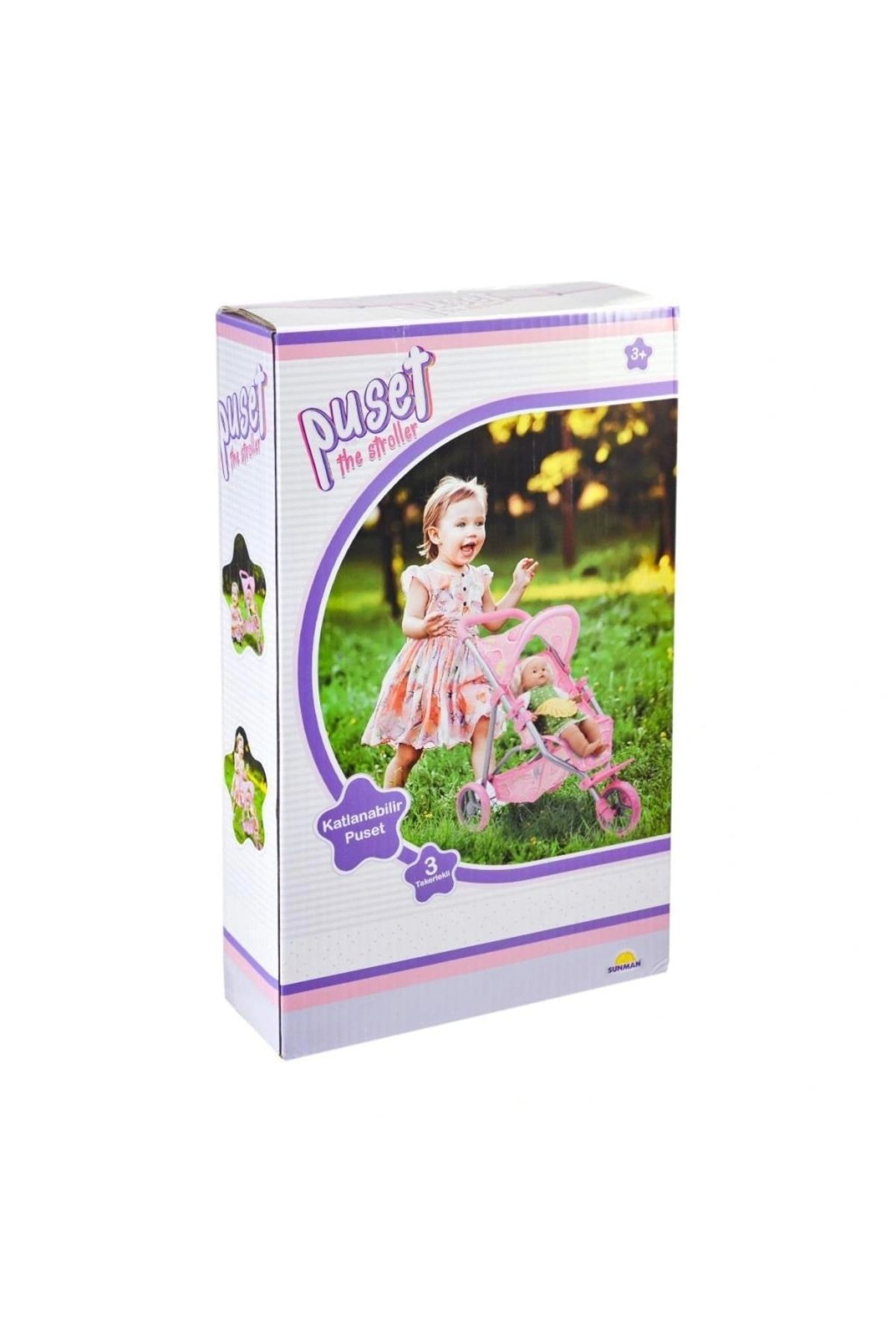 OurStyles 9326C Çilek Desenli, 3 Tekerlekli ve Tenteli Oyuncak Puset
