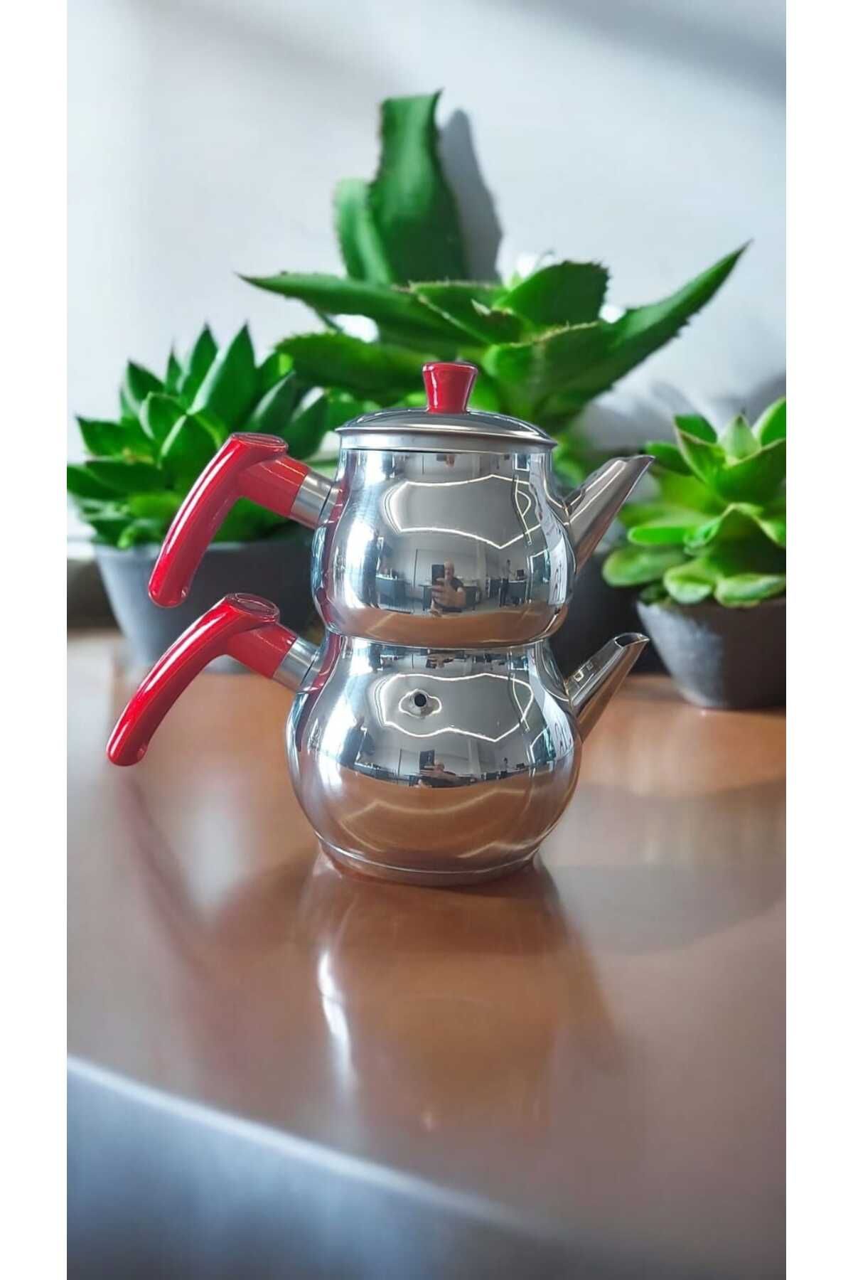 Noah Exclusive Paslanmaz Caydanlık-demlık Küre Tip Midi Boy-demlik - (ÜST 1 LT - ALT 1.9 LT)