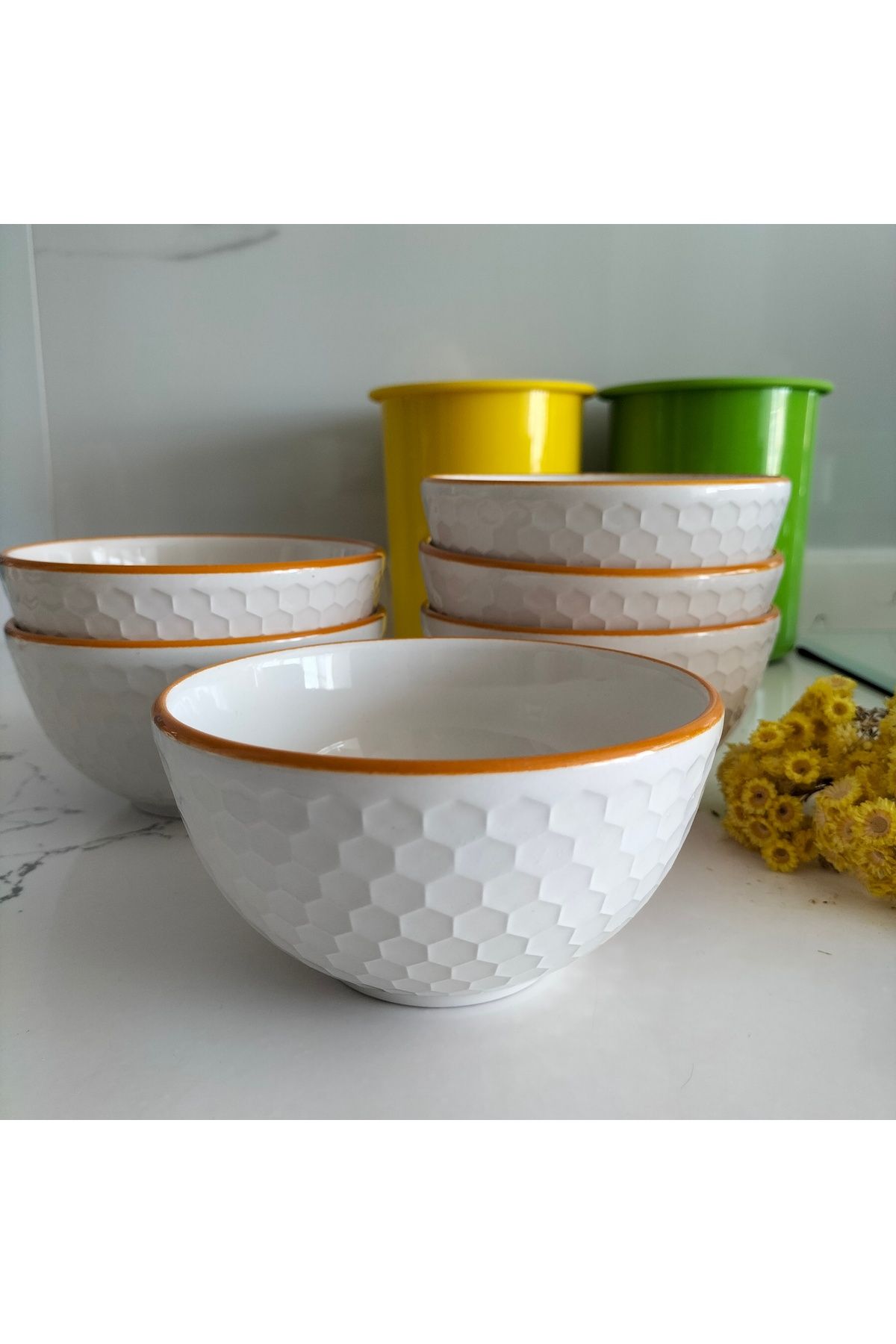 SERANO 6'lı Yuvarlak 12 Cm Çorba Kasesi Takımı Çerezlik Sosluk Reçellik Hediye Seramik Kase Komposto Seti