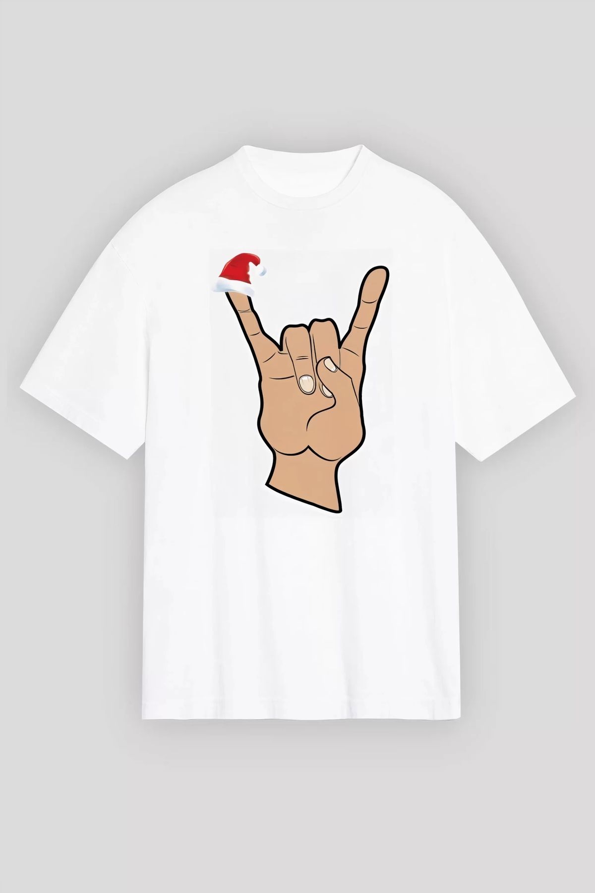 luz&pos Noel Başlıklı Serçe Parmak T-shirt - Beyaz