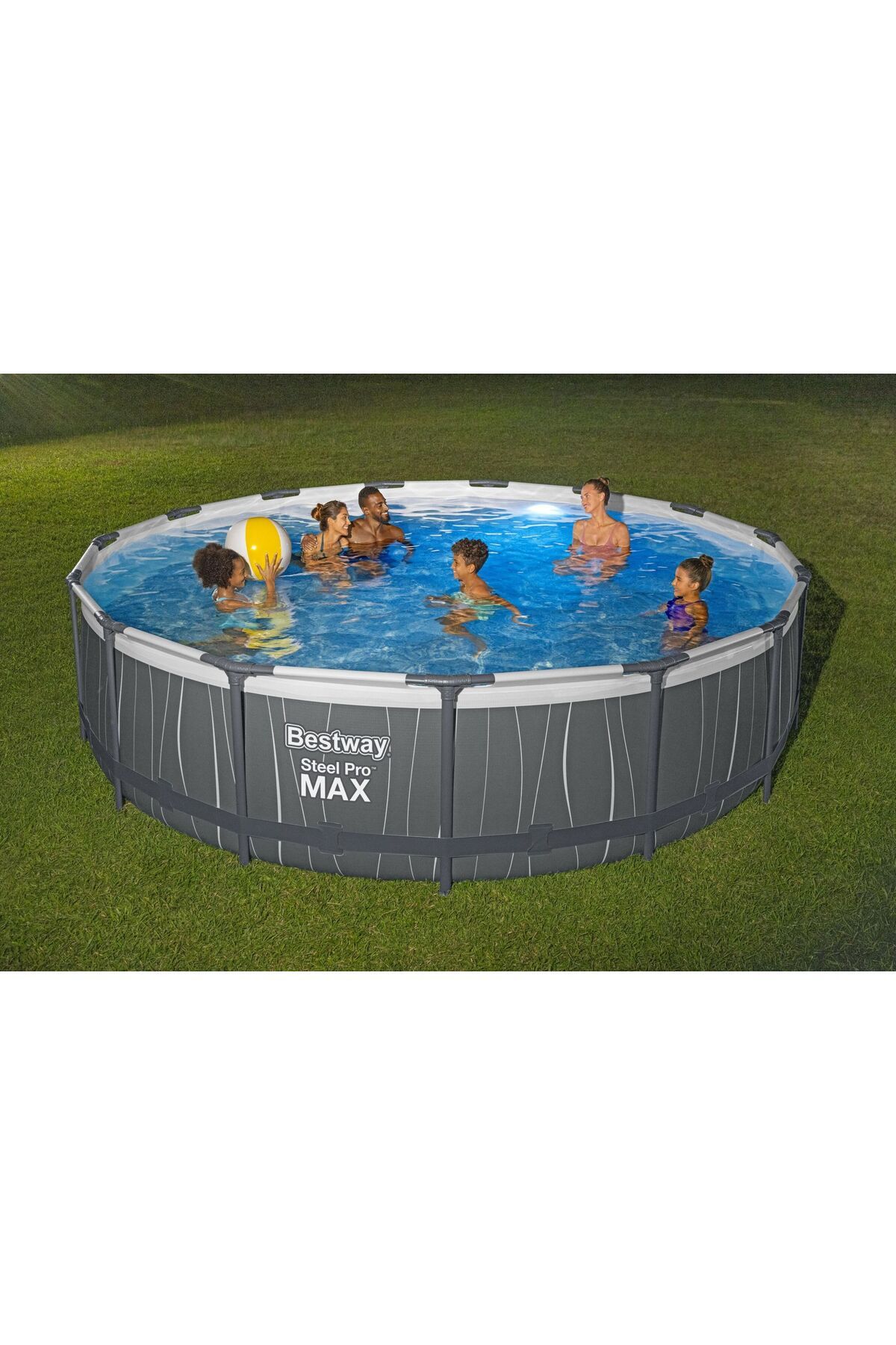 BESTWAY Bestway® 561GD Steel Pro MAX™ LED Işıklandırmalı Prefabrik Yer Üstü Çember Havuz Seti 4.57 m x 1.07