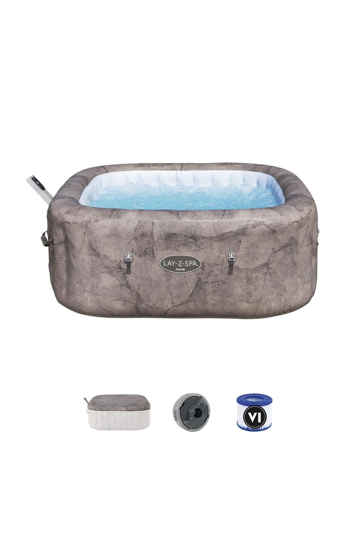 BESTWAY Lay-Z-Spa® 6001K Rome Smart AirJet™ Enerji Tasarruflu Şişme Spa Havuzu, Mobil Uygulama Kontrollü, 4-