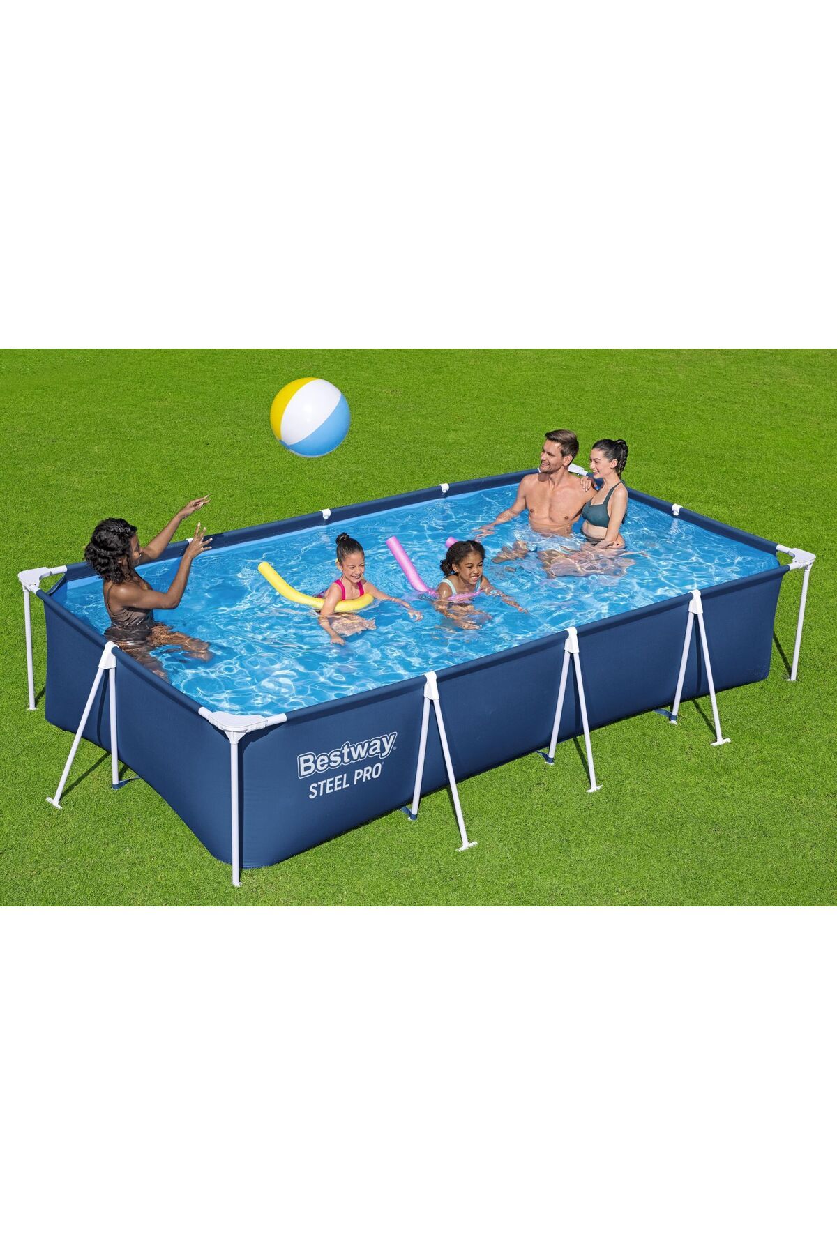 BESTWAY ® 56424 Steel Pro™ Yer Üstü Prefabrik Dikdörtgen Havuz Seti 4,00 M X 2,11 M X 81 Cm