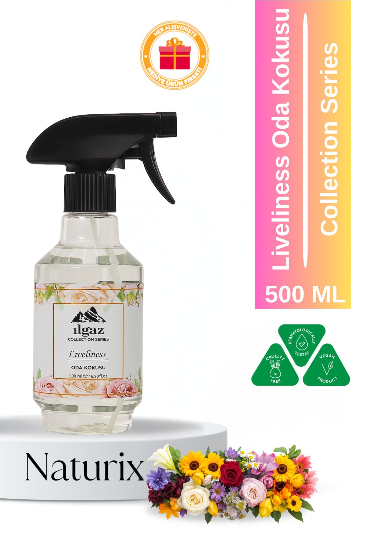ILGAZ Liveliness Sprey Oda Kokusu | Collection Series Pudra Kokusu - 500 ml