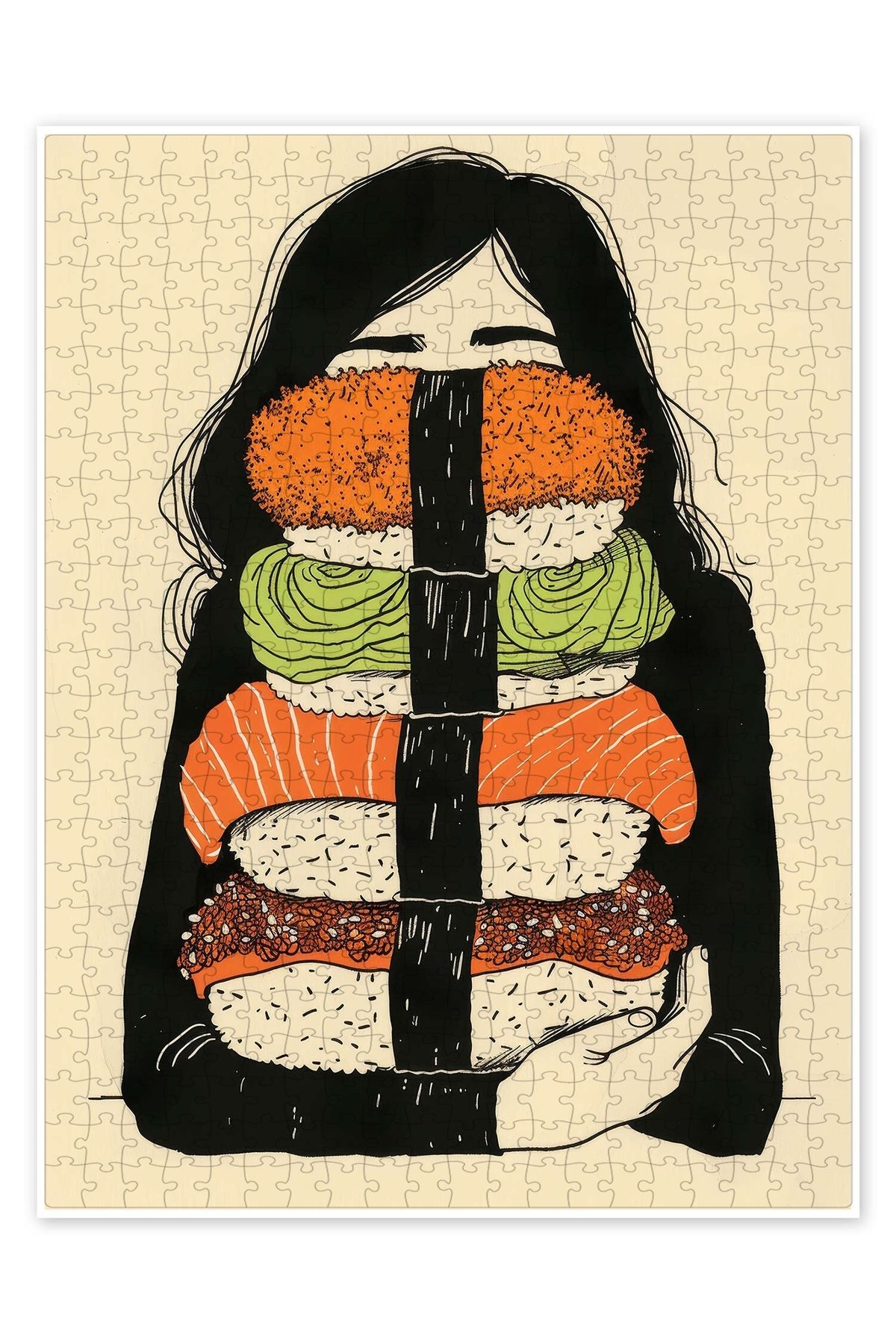 Jeronkarji Sushi Hug 500 Parça Puzzle Yapboz Mutfak Temalı Yetişkinler için