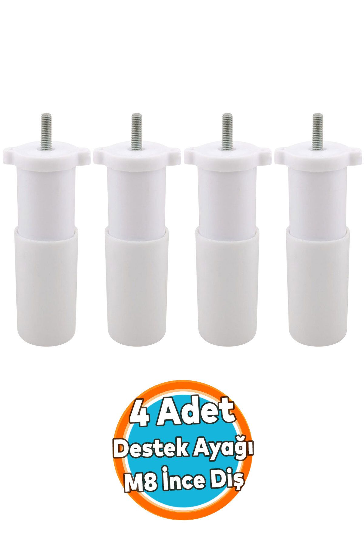 NZB Mobilya Kanepe Sehpa TV Ünitesi Koltuk Orta Destek Ayağı Ayarlanabilir 9.5 cm Beyaz Baza Ayak 4 ADET
