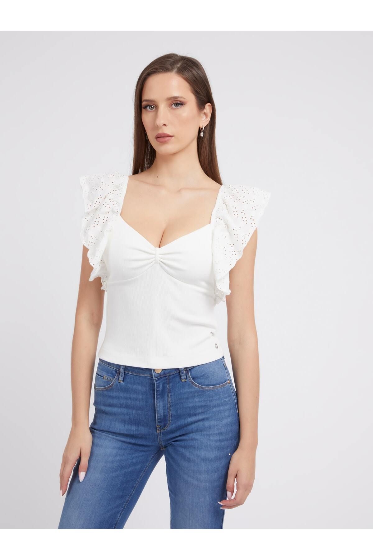 Guess Ruffle Kadın T-Shirt