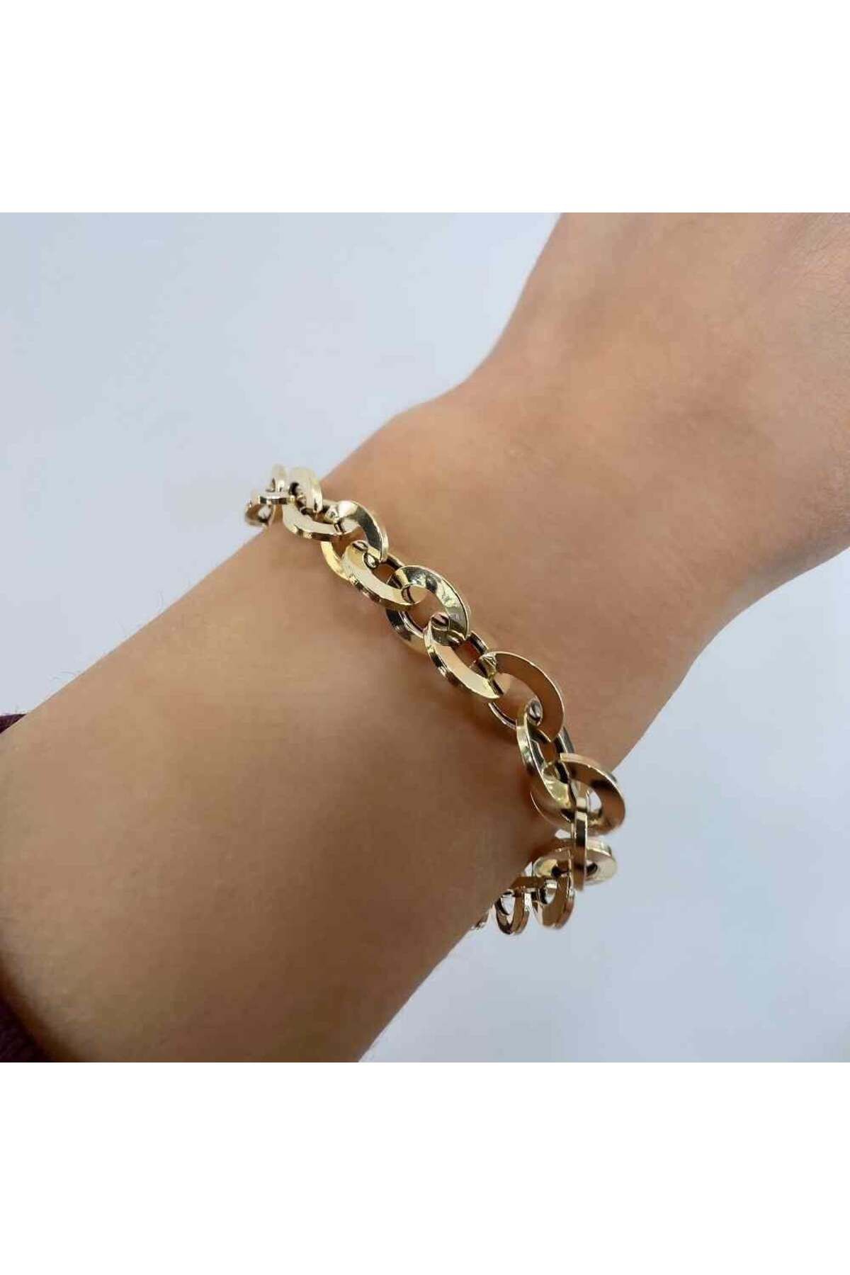 byBurak GOLD İtalyan Oval Halka Zincir Bileklik – BLK0938