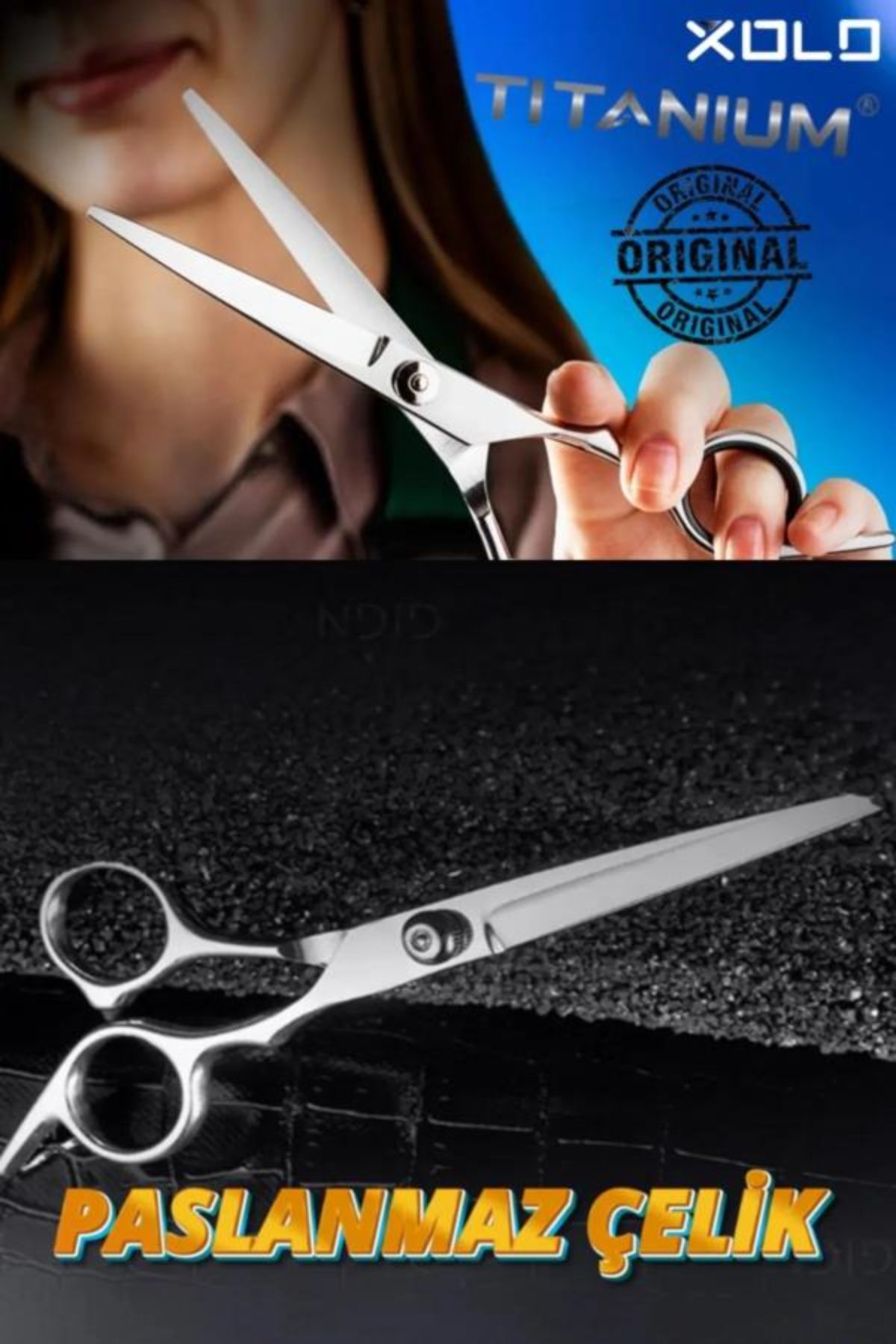 ESENLİWE Profesyonel Kuaför Berber Makası Titanium Grey Düz Uçlu Makas 17 cm 6.5 inç