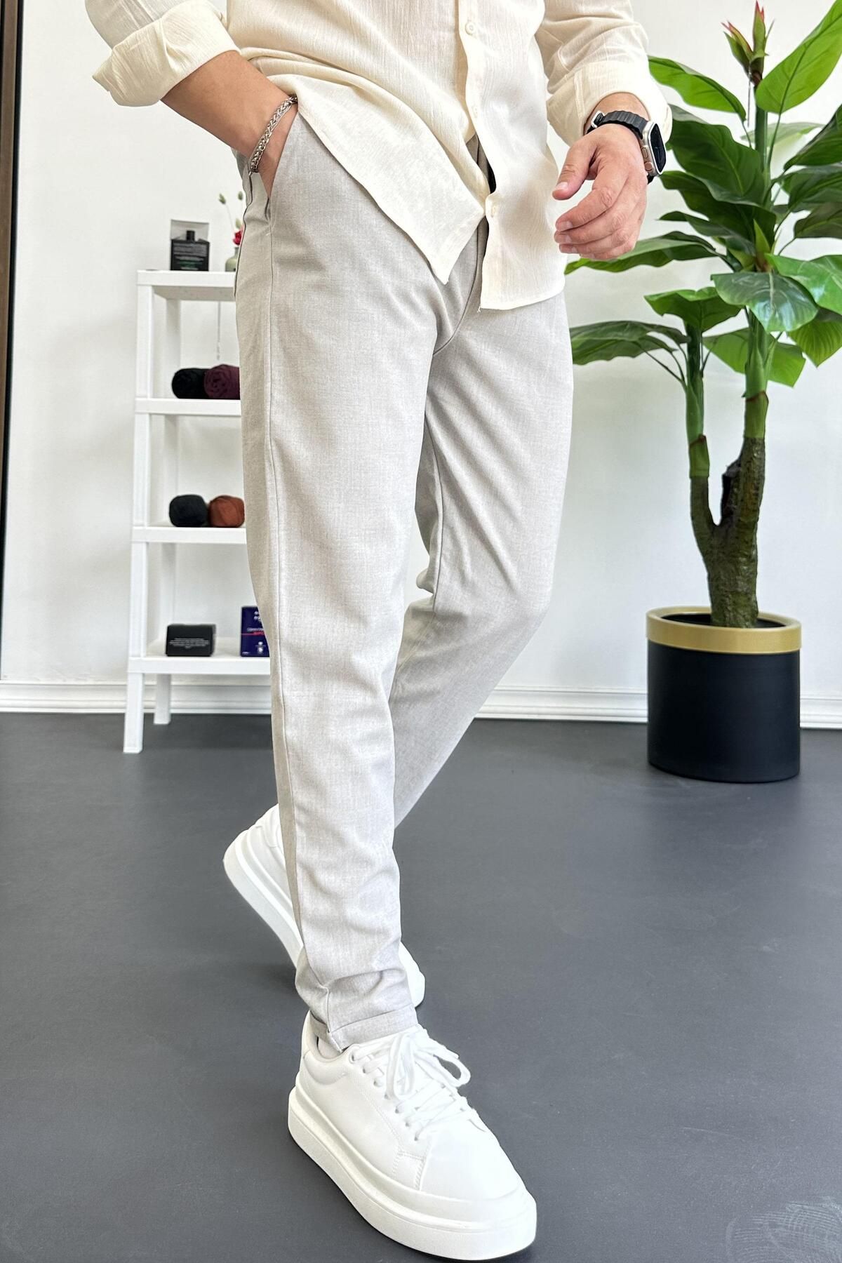 Edwox Erkek Dar Paça Jogger Pantolon Taş Rengi Edw384