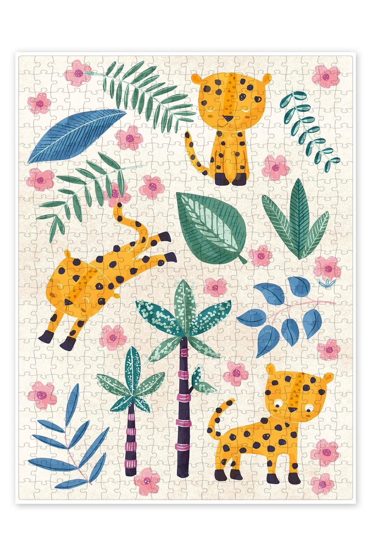 Jeronkarji Ormandaki genç jaguarlar 500 Parça Puzzle Yapboz Çocuklar için Neşeli Hayvan Temalı