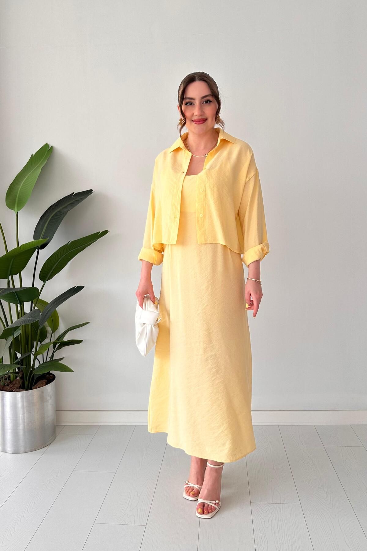 MaziButik Gömlek-Elbise Takım Sarı