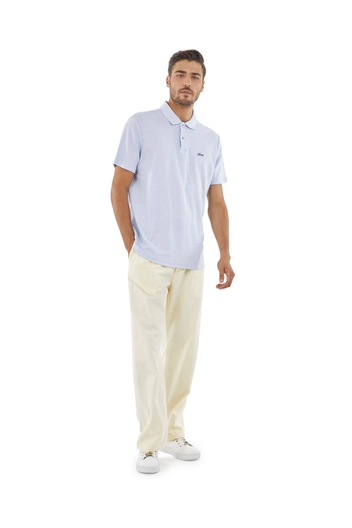 Guess Slub Erkek Keten Karışımlı Regular Fit Polo T-Shirt