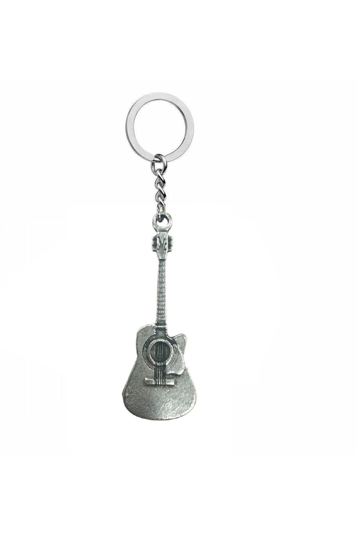 Herşey Nota Metal Akustik Gitar Tasarımlı Müzik Temalı Anahtarlık – Unisex Zamak Kaplama Aksesuar