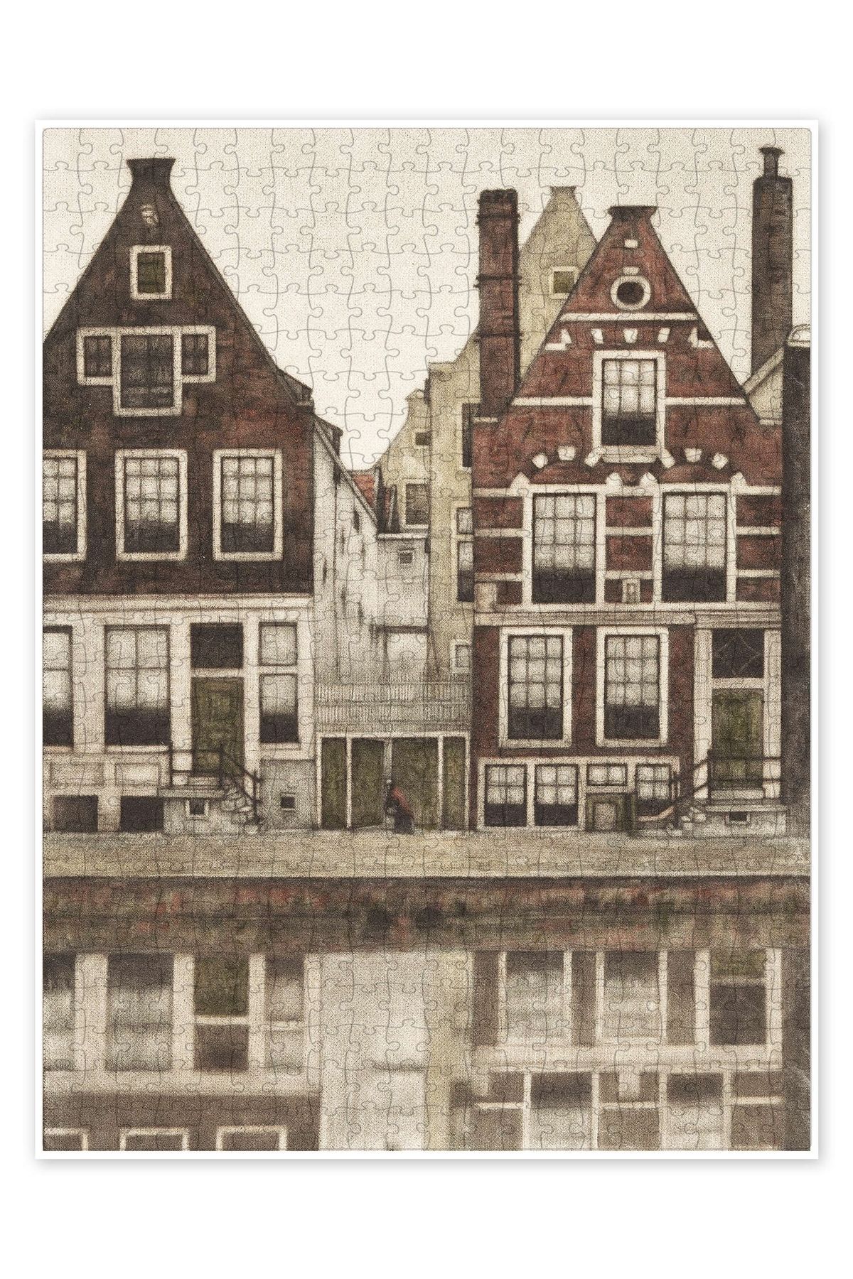 Jeronkarji Amsterdam'daki Groenburgwal'daki Evler 500 Parça Puzzle Yapboz Şehir Manzara Temalı Hobilik