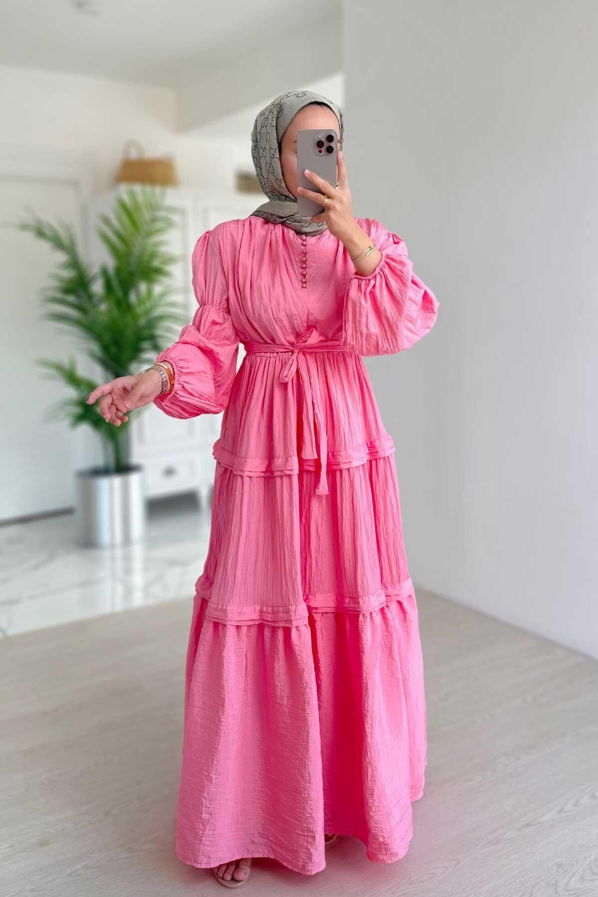 Ka Hijab Sicilya Elbise - Pembe