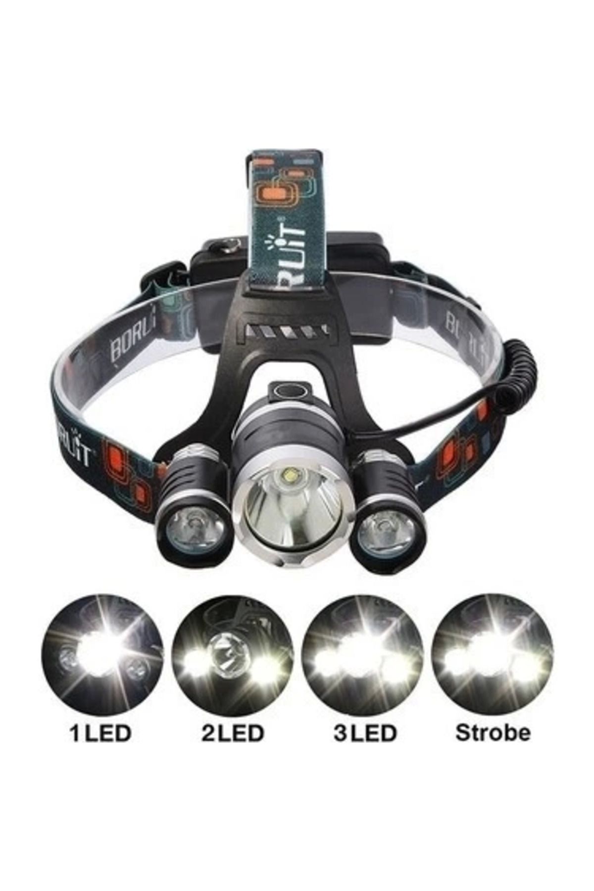 Yuba Avm T6 Kafa Feneri 5000 Lumens 3xcree Xm-t6+2r5 Lamba Led Kamp Lambası