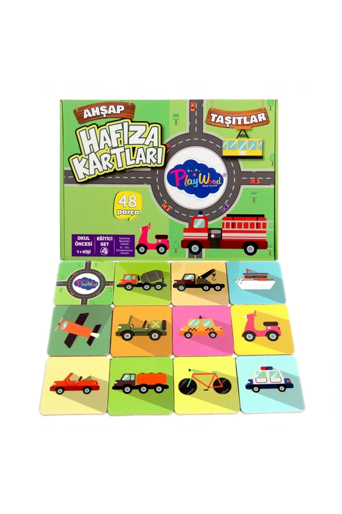 OurStyles Playwood Ahşap Hafıza Kartları Taşıtlar