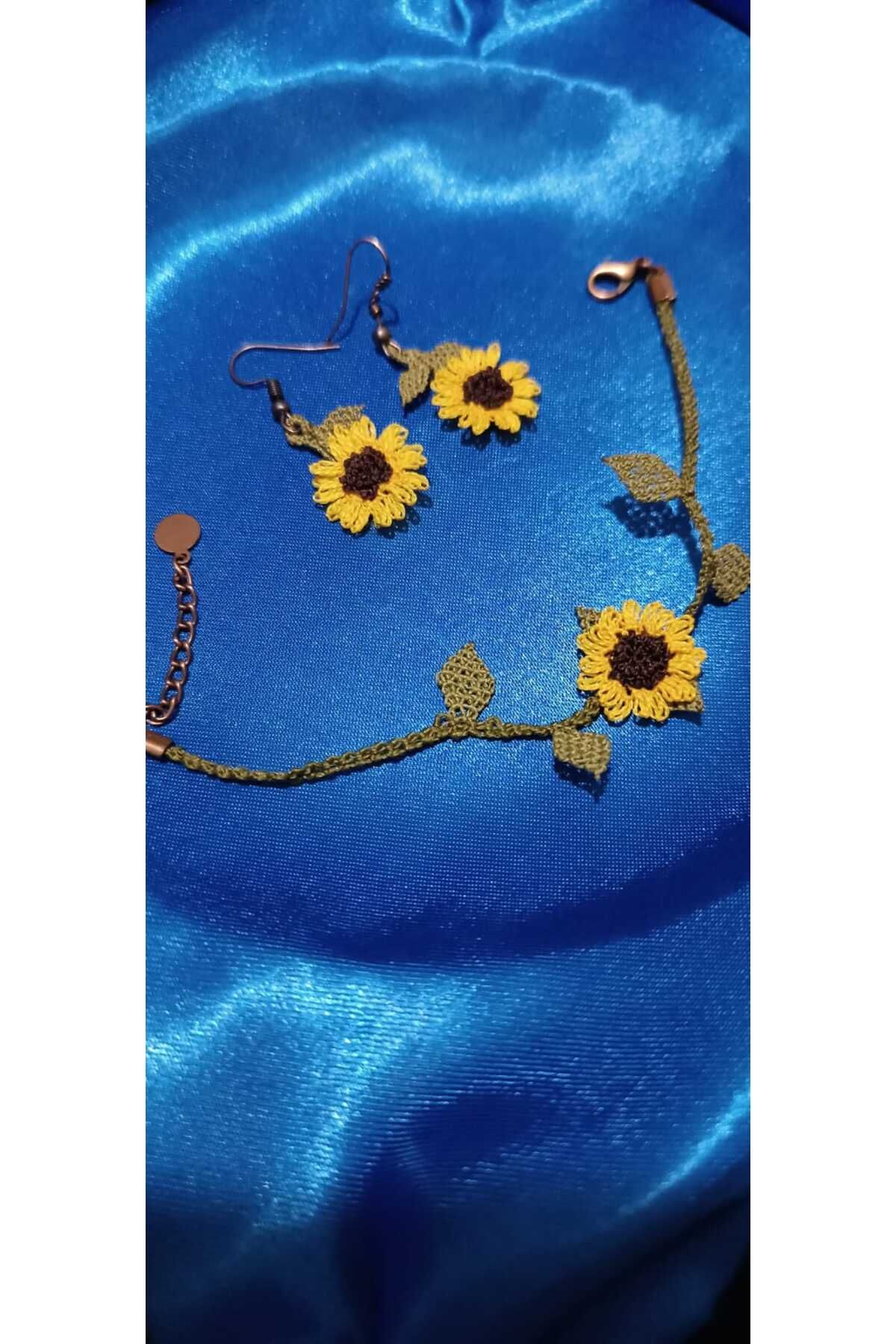 Giftcandor El yapımı iğne oyası Bileklik ve Küpe