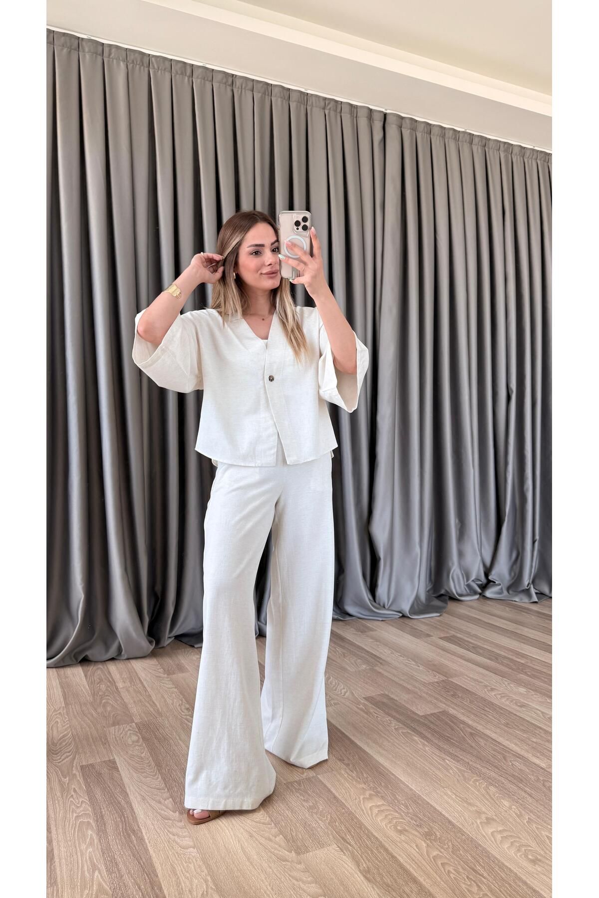 pelin yıldız butik Berlin Beli Lastikli Pantolon Yarasa Kol Takım