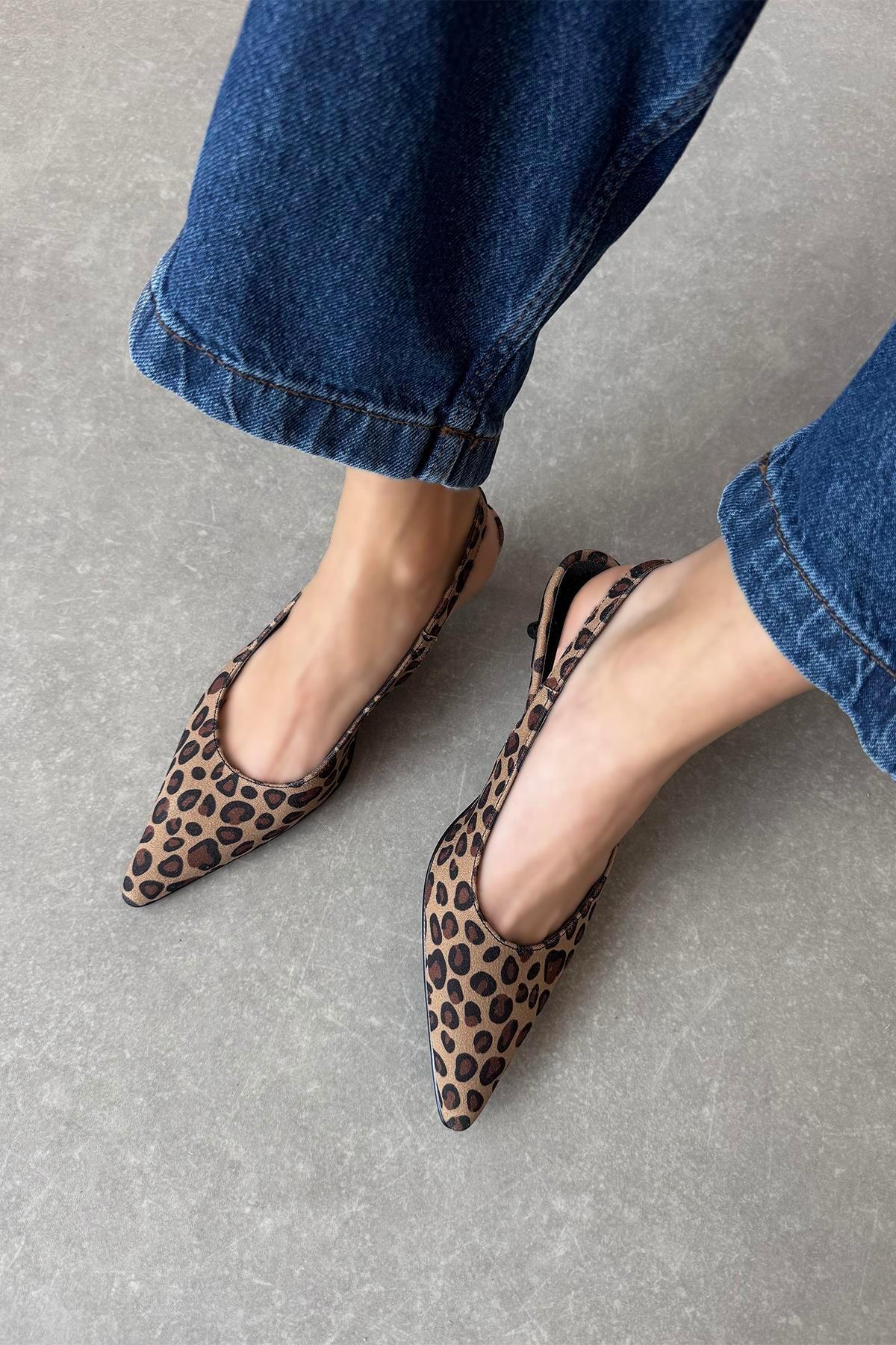 Straswans  Cuesta Kadın Topuklu Kumaş Ayakkabı Leopar - Görsel 2