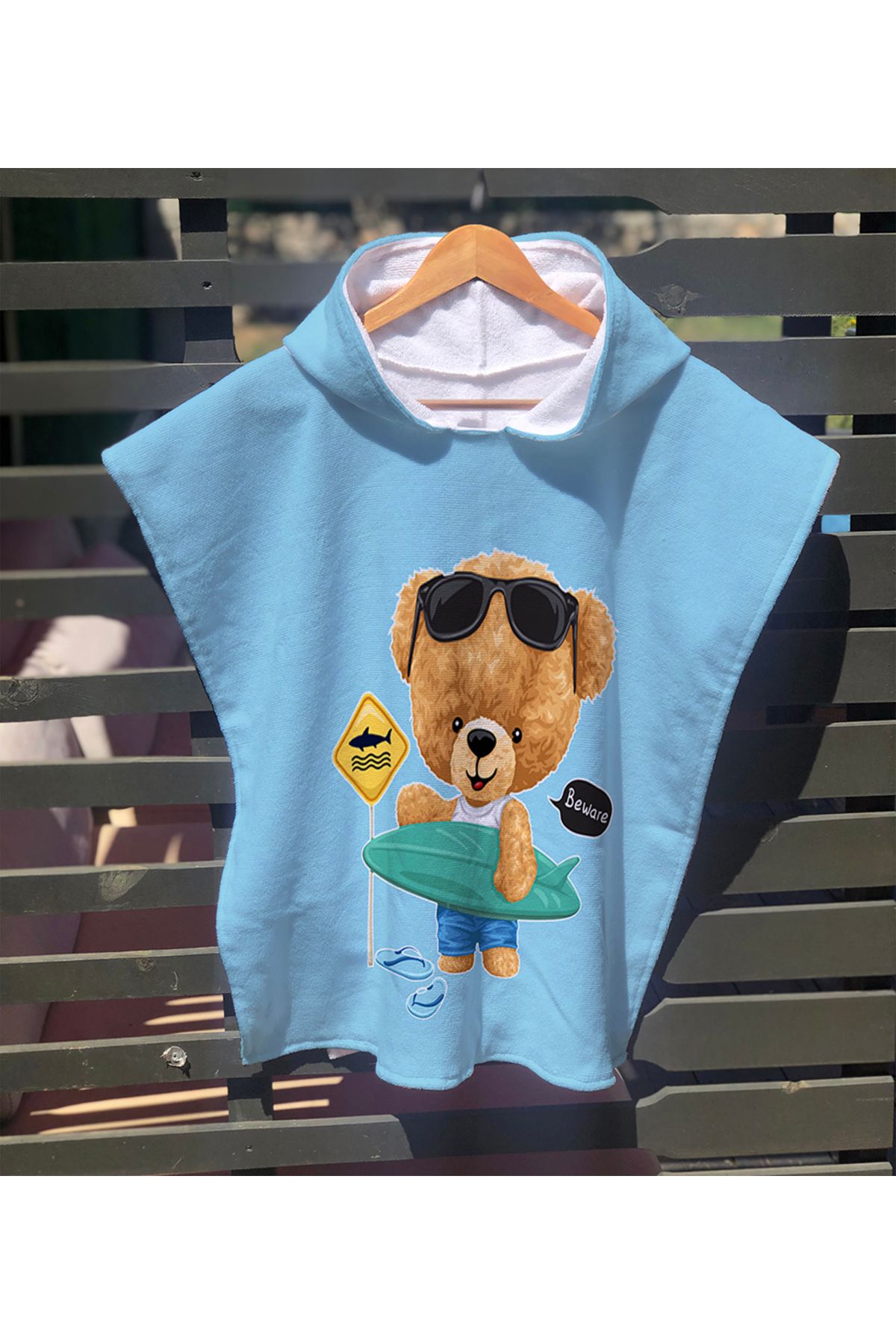 milroma Teddy Desen Dijital Baskılı Pamuklu Panço Havlu 60x60 cm