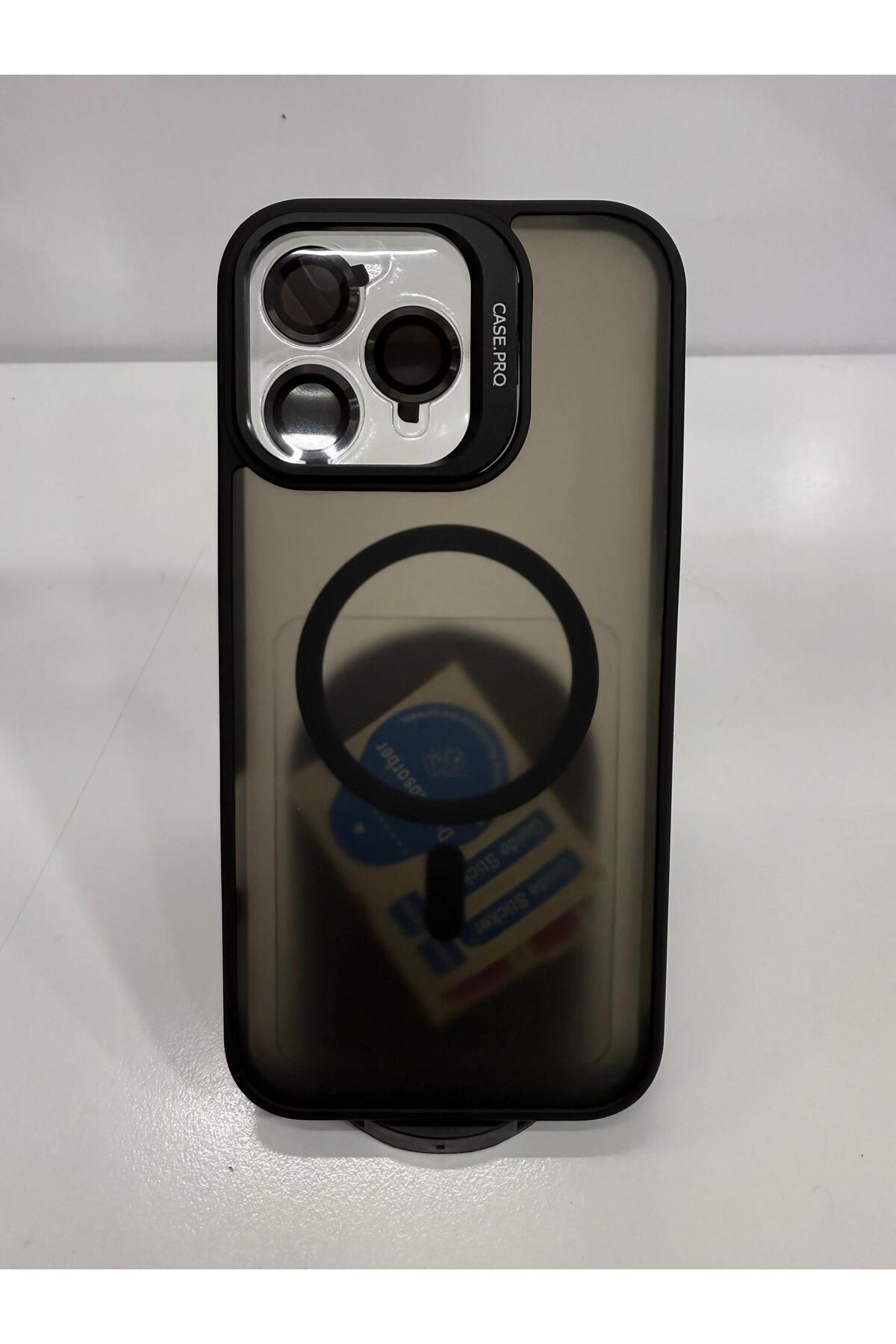 İnci İphone 16 pro max karbon magsafe standlı kılıf
